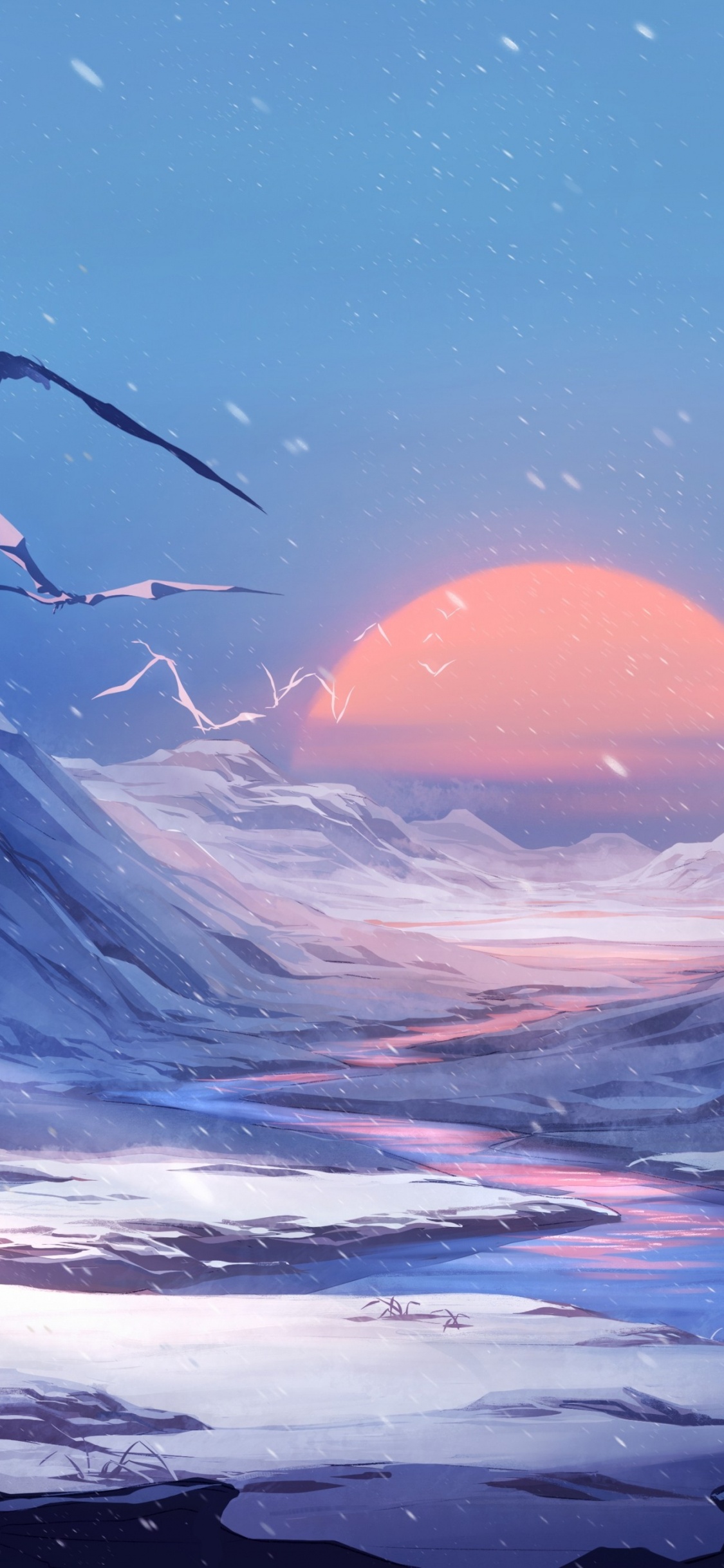 Montaña Cubierta de Nieve Bajo un Cielo Azul Durante el Día. Wallpaper in 1125x2436 Resolution