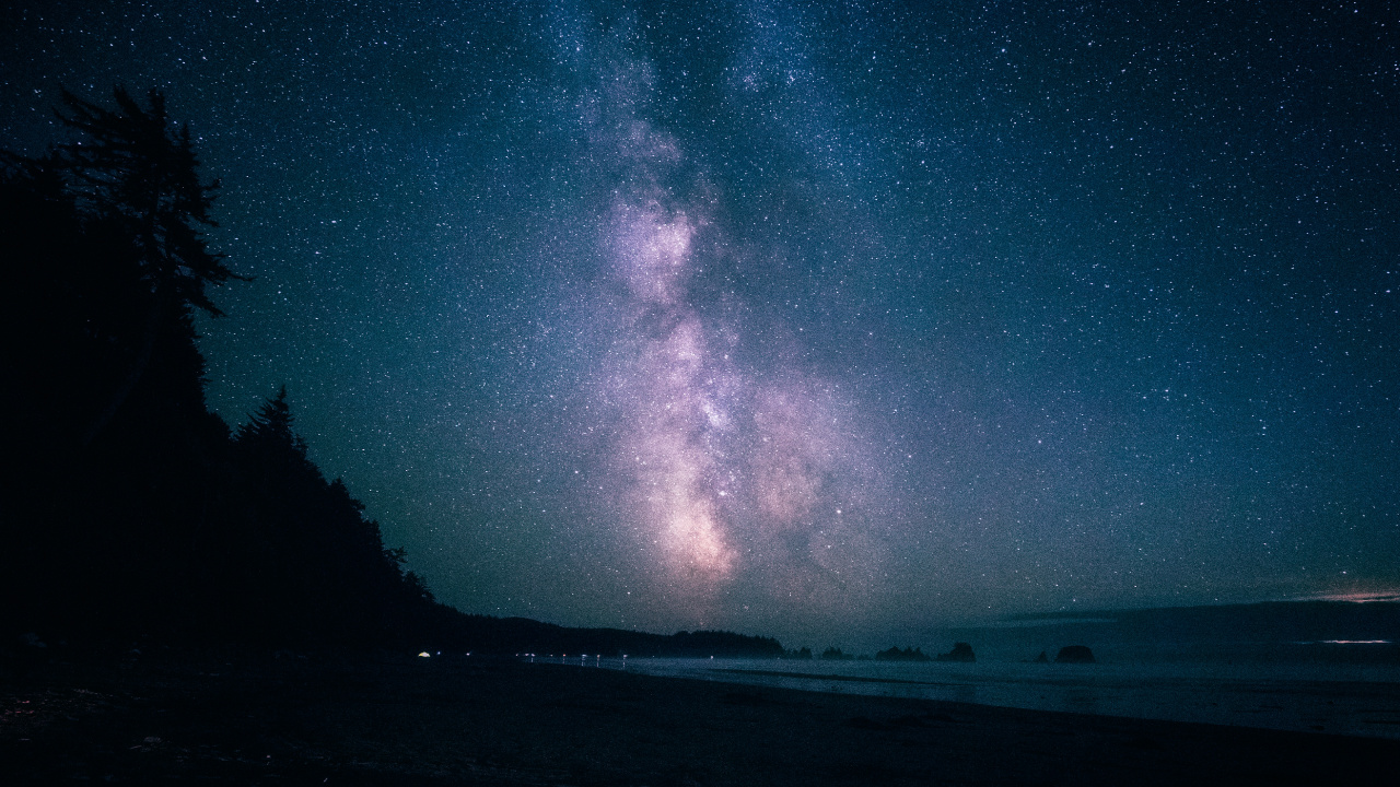 Silhouette of Mountain Under Blue Sky During Night Time. Wallpaper in 1280x720 Resolution