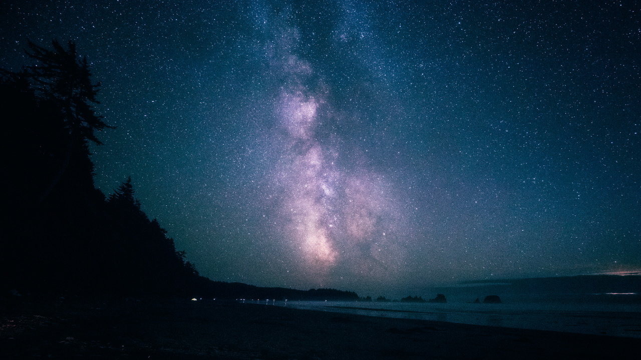 银河系, 夜晚的天空, 气氛, 明星, 大海 壁纸 1280x720 允许