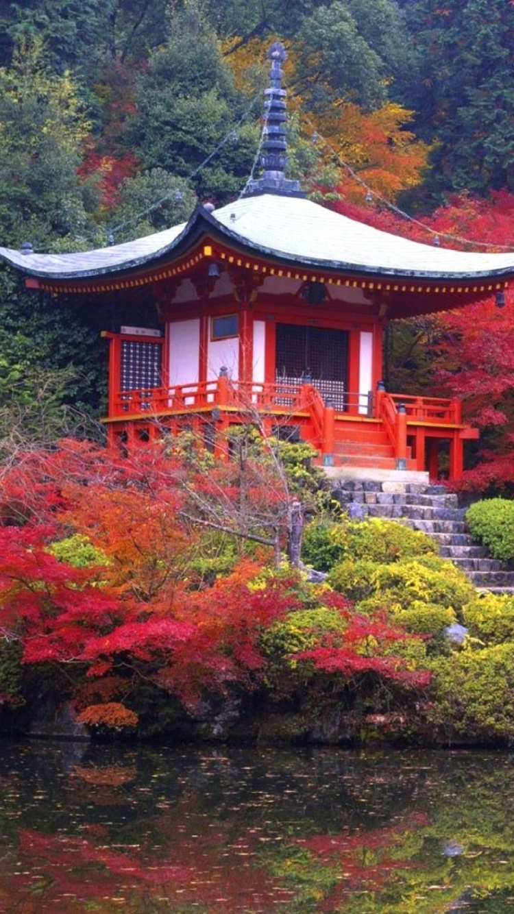 醍醐-ji, 寺庙, 性质, 枫叶, 枫树 壁纸 750x1334 允许