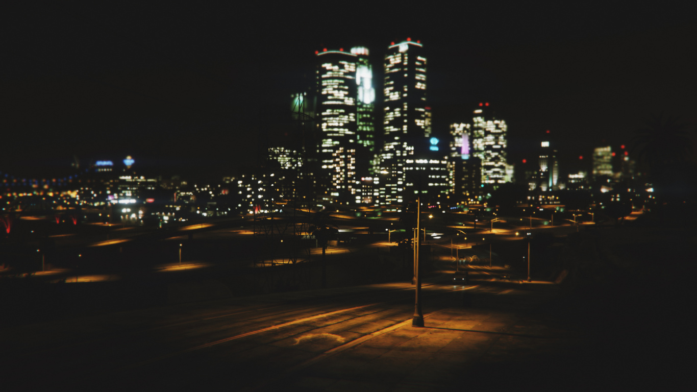 Bâtiments de la Ville Pendant la Nuit. Wallpaper in 1366x768 Resolution