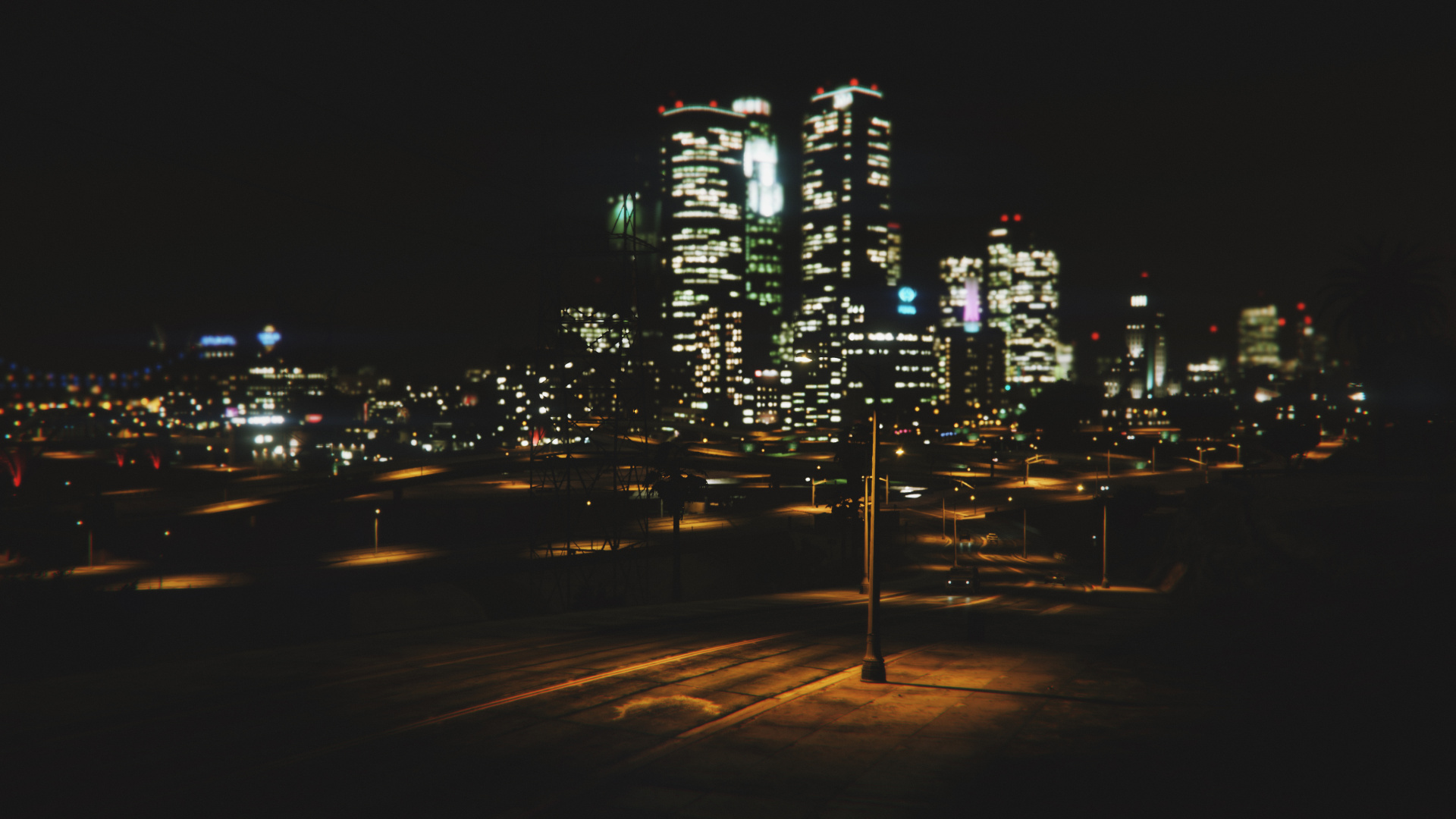 Bâtiments de la Ville Pendant la Nuit. Wallpaper in 1920x1080 Resolution