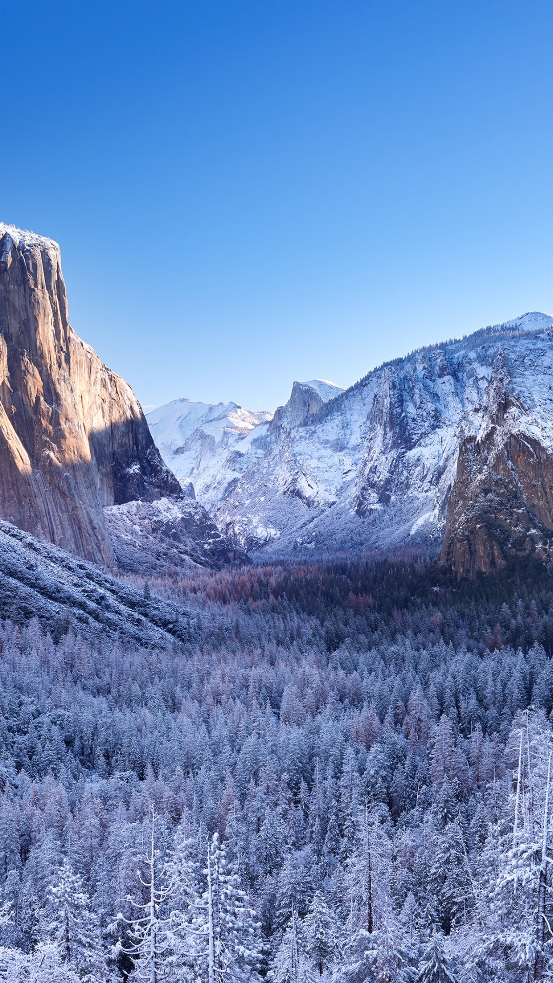 Yosemite Valley, Winter, Mountainous Landforms, Mountain Range, Mountain. Wallpaper in 1080x1920 Resolution