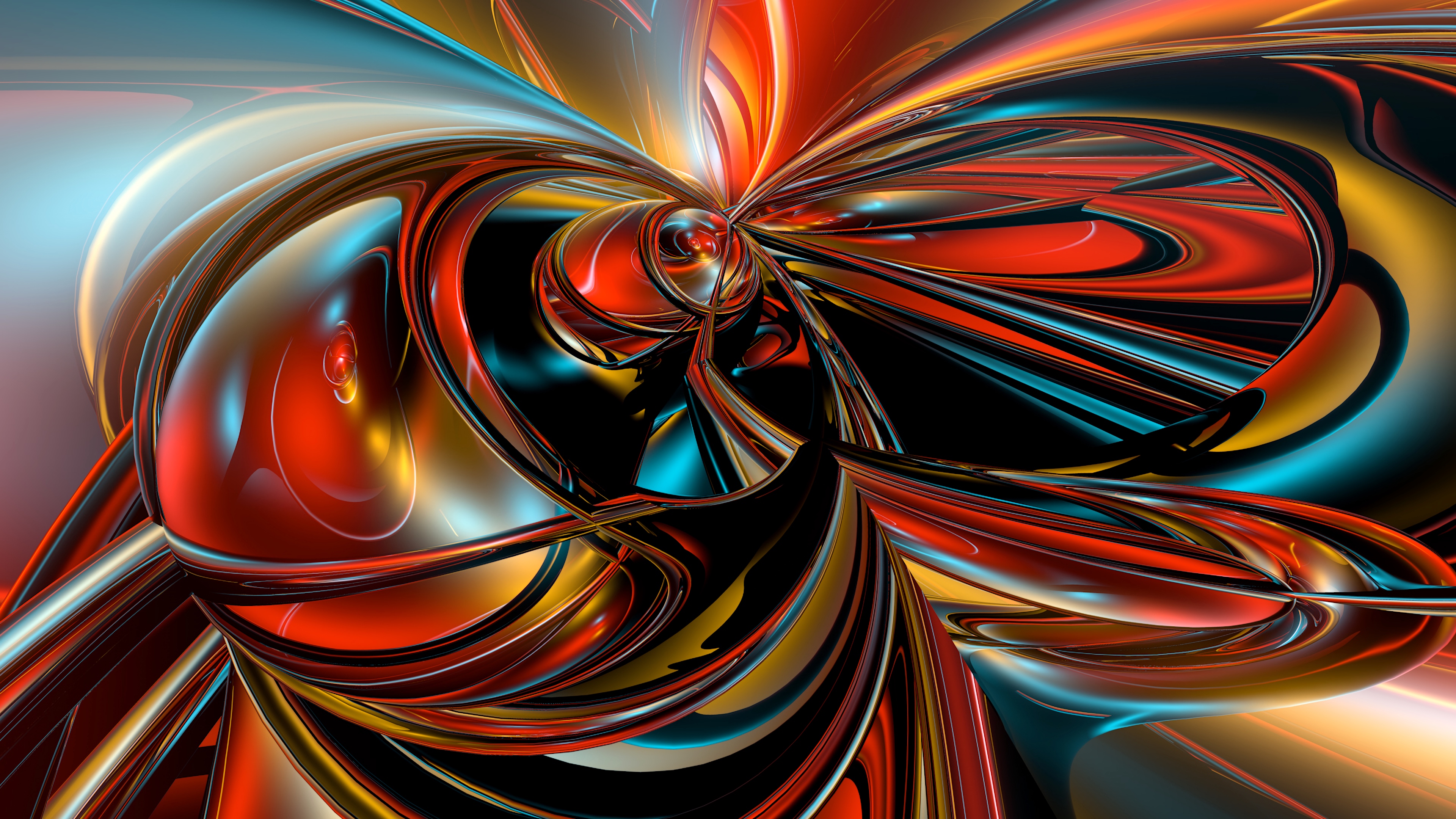 Orange Und Blaue Abstrakte Malerei. Wallpaper in 3840x2160 Resolution