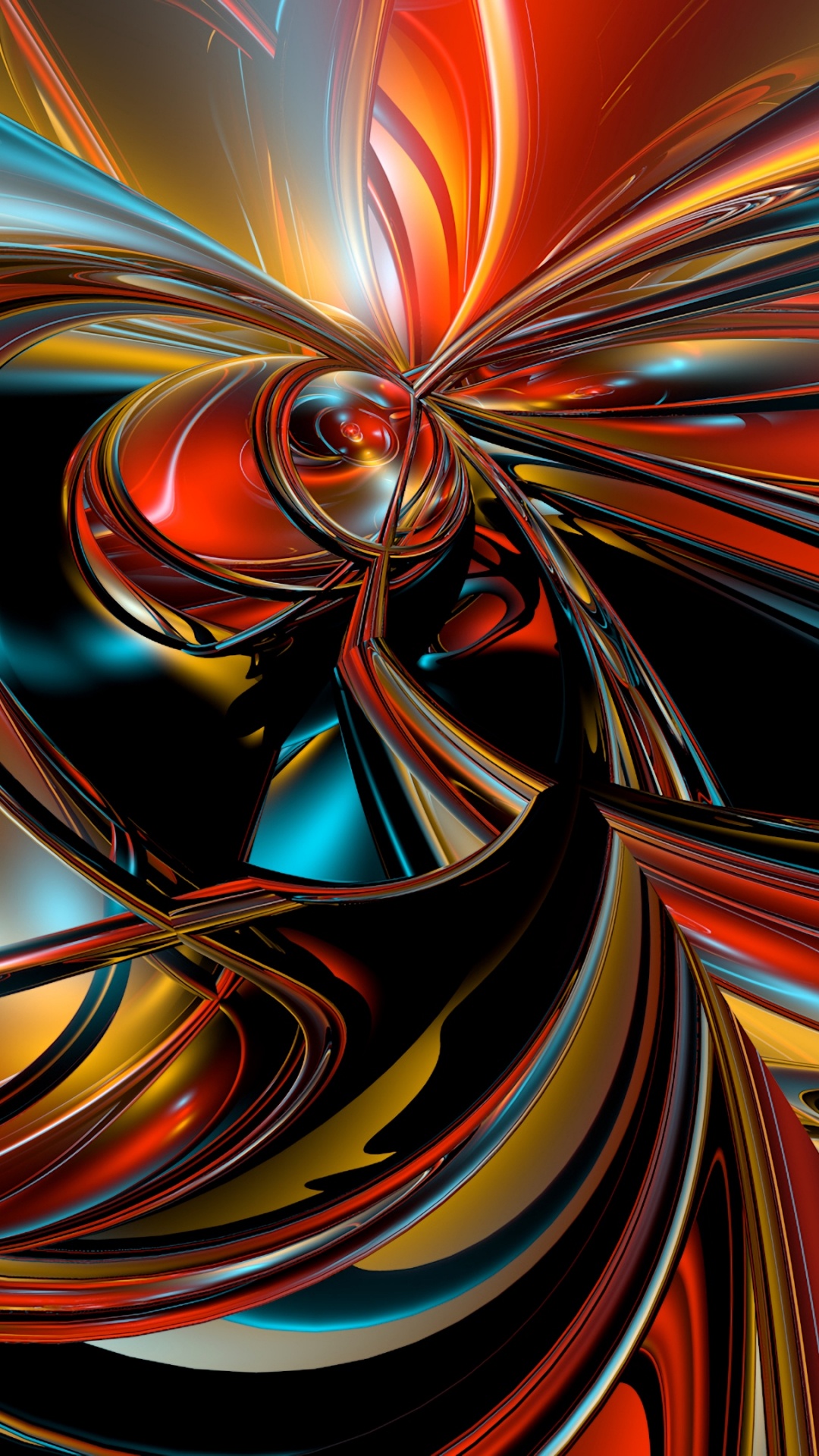 Peinture Abstraite Orange et Bleue. Wallpaper in 1080x1920 Resolution