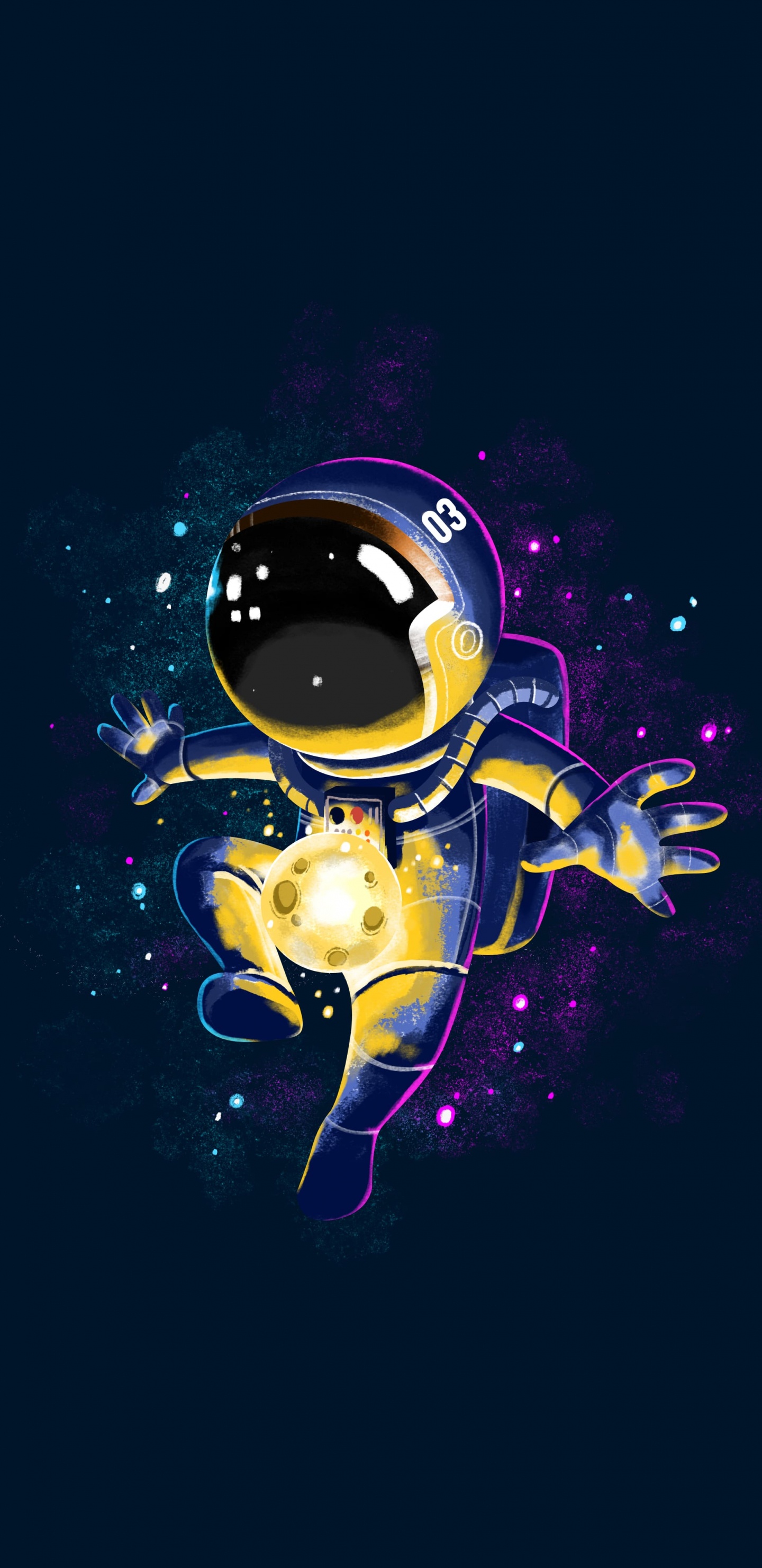 Astronautentelefon, Astronaut, Astronomisches Objekt, Kunst, Electric Blue. Wallpaper in 1440x2960 Resolution