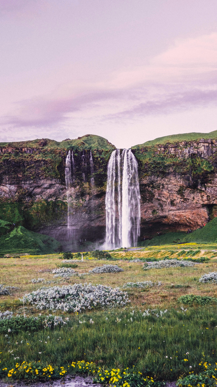Seljalandsfoss, Waterfall, Nature, Cloud, Water. Wallpaper in 750x1334 Resolution