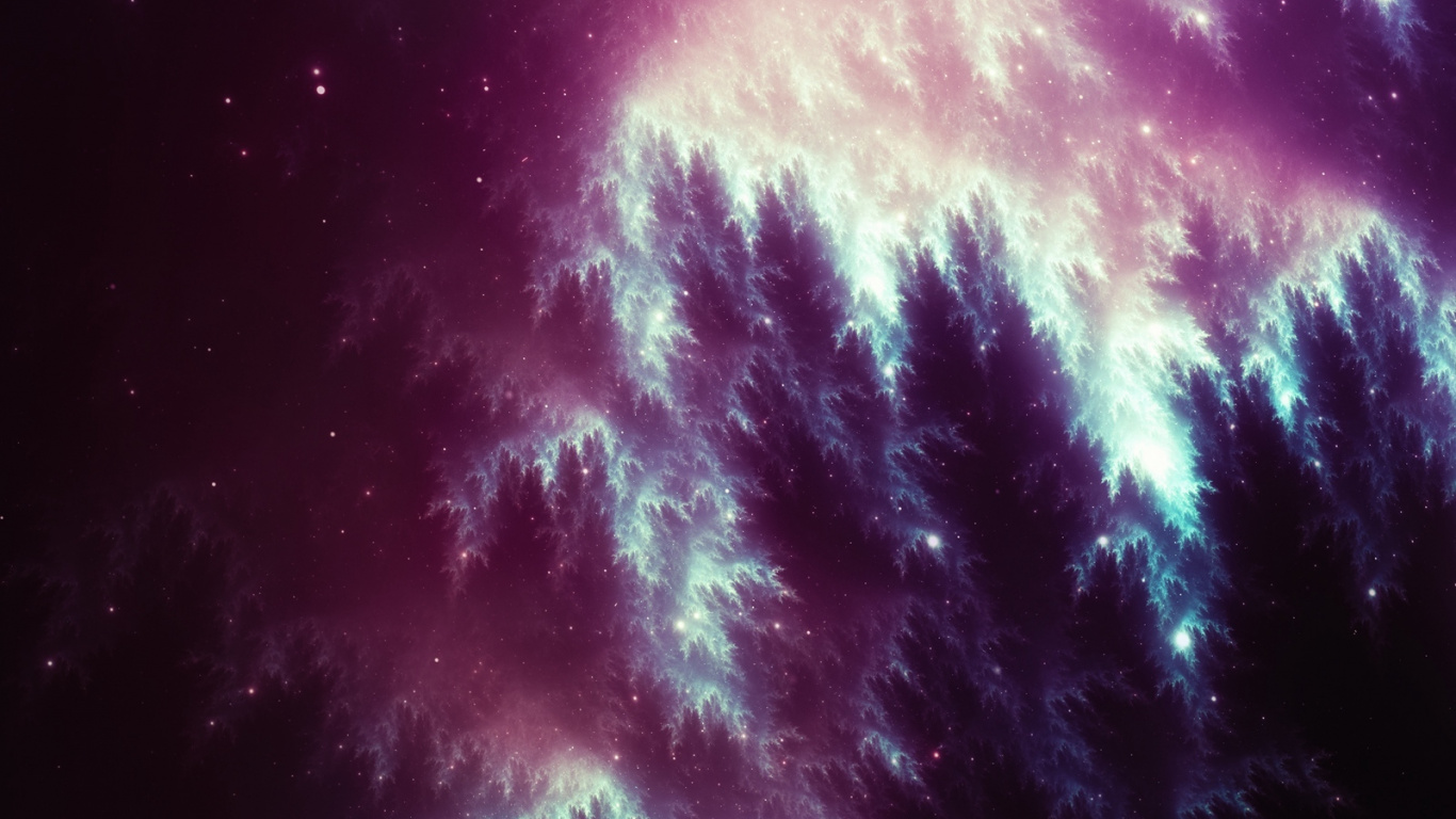 Lila Und Blaue Galaxie am Himmel. Wallpaper in 1366x768 Resolution