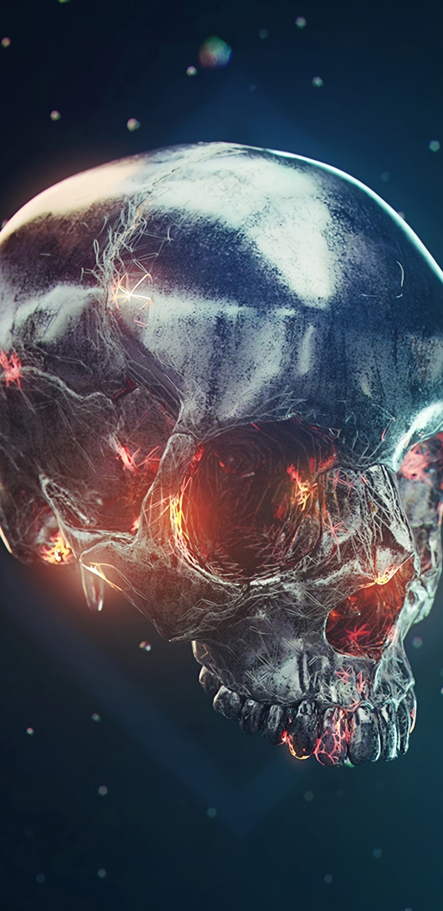 Rot-weißes Herzförmiges Glasornament. Wallpaper in 1440x2960 Resolution