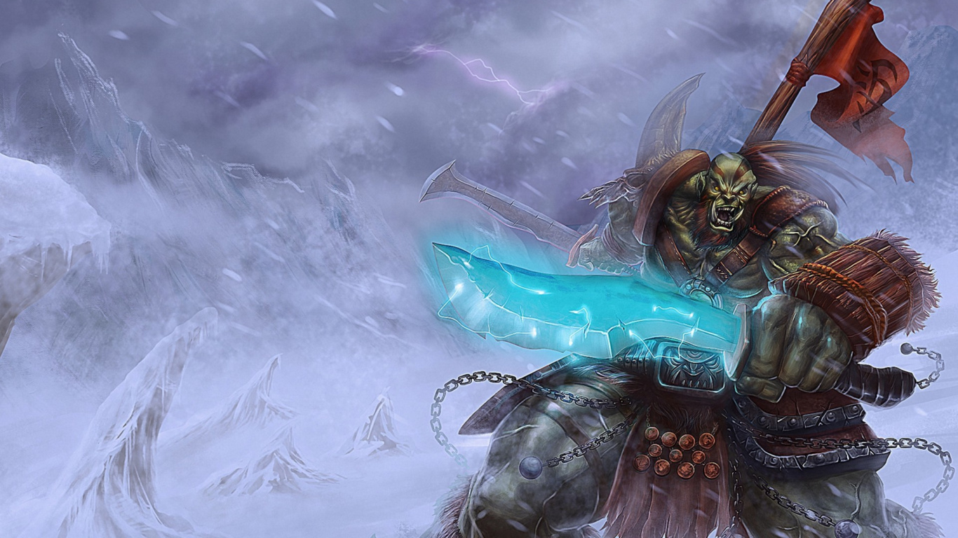 Orc, Mythology, Illustration, Games, Art. Wallpaper in 1366x768 Resolution