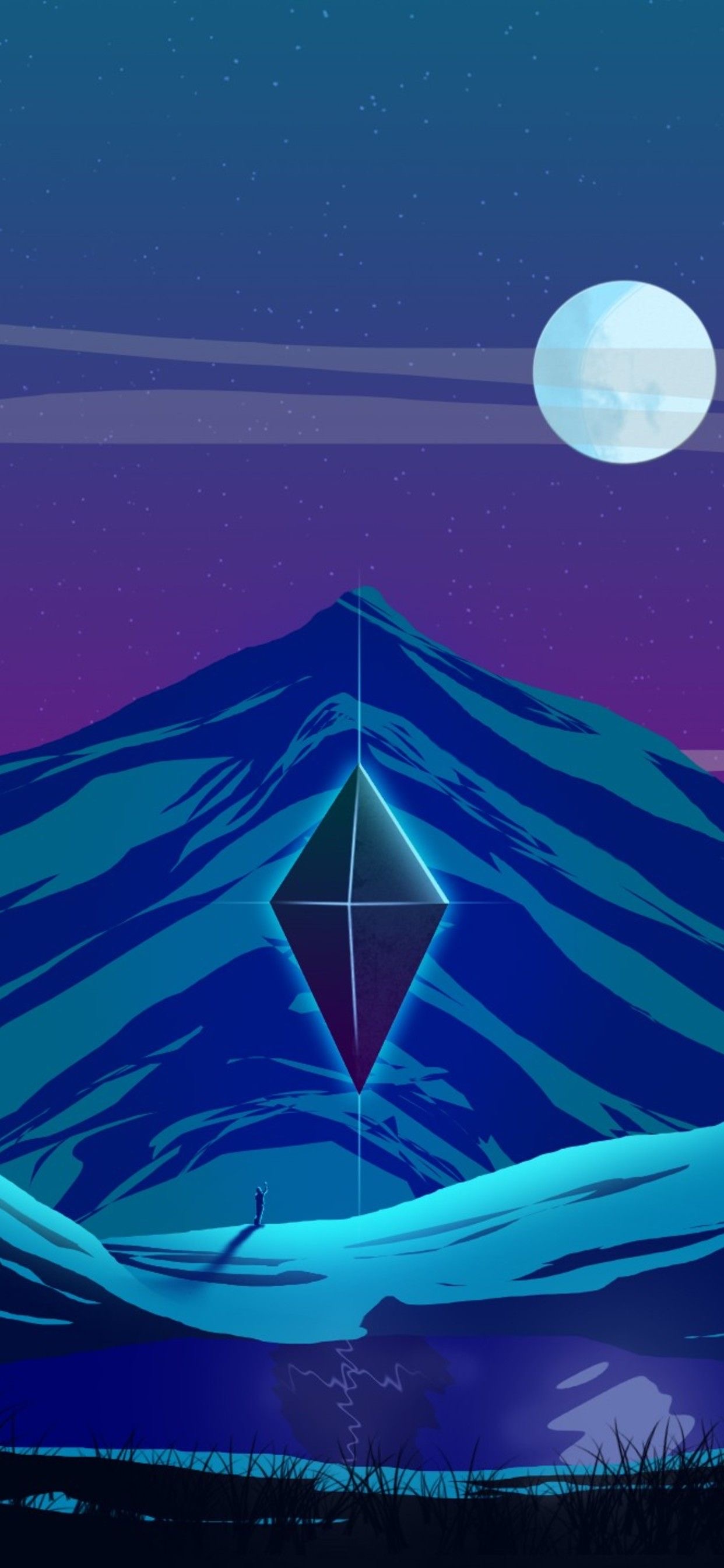 Art, Graphics, Azure, Nature, Triangle. Wallpaper in 1242x2688 Resolution