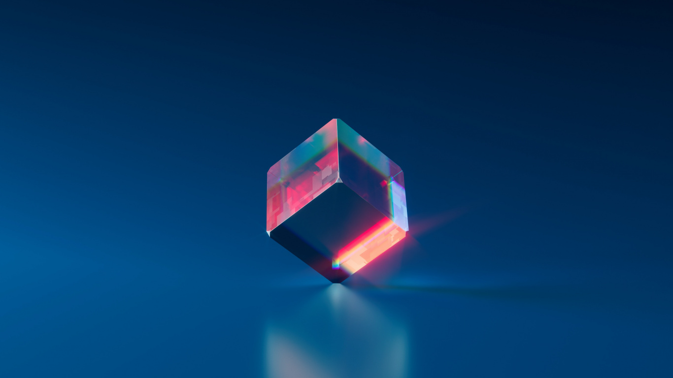 Crystal Cube, Cube, Crystal, Blue, Rectangle. Wallpaper in 1366x768 Resolution