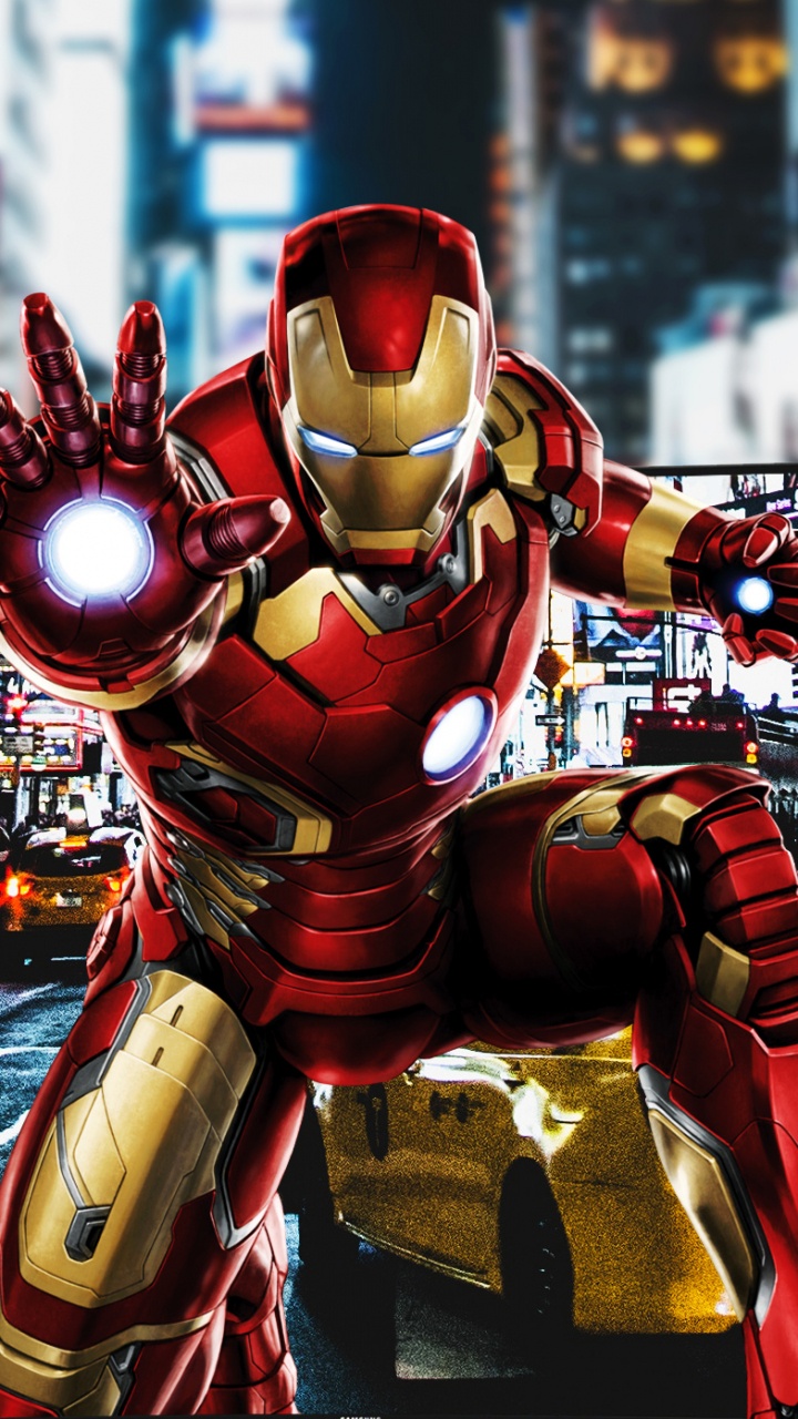 Rot-gelber Roboter Auf Der Straße. Wallpaper in 720x1280 Resolution