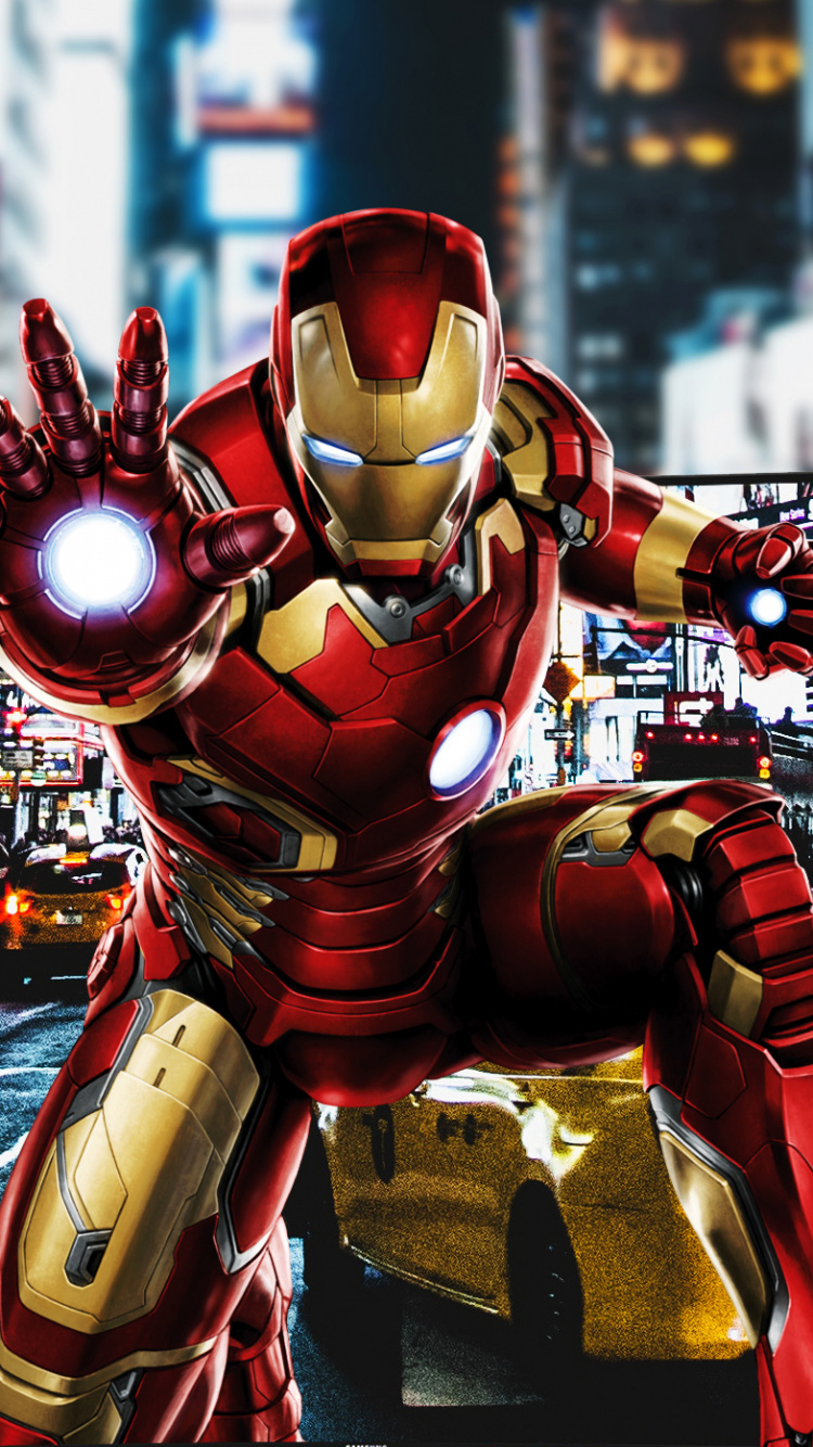 Red and Yellow Robot on The Street. Wallpaper in 750x1334 Resolution