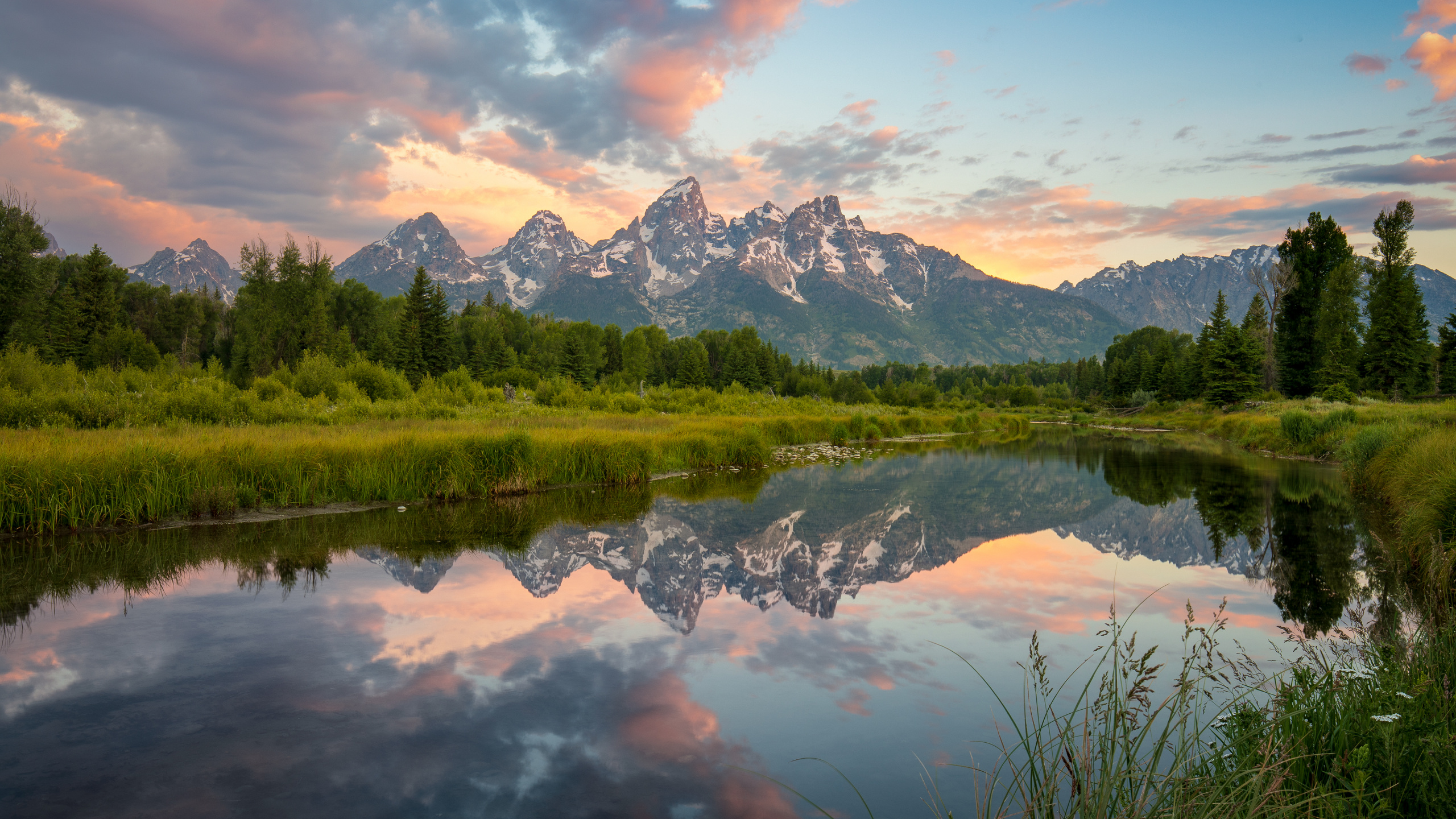 Grand Teton National Park, Grand Teton, Deltasee, Snake River, Grand-Teton-Nationalpark, Wyoming. Wallpaper in 2560x1440 Resolution