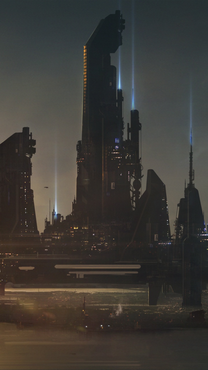 Horizon de la Ville Pendant la Nuit. Wallpaper in 720x1280 Resolution