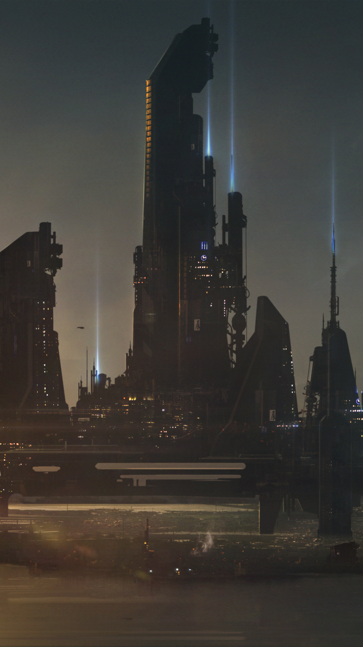 Skyline Der Stadt Bei Nacht Night. Wallpaper in 750x1334 Resolution