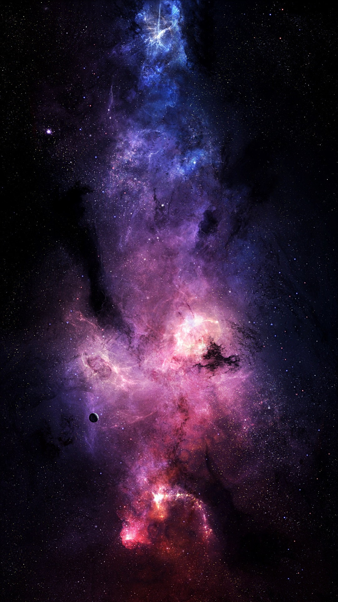 Fondo de Pantalla Digital Galaxia Púrpura y Negro. Wallpaper in 1080x1920 Resolution