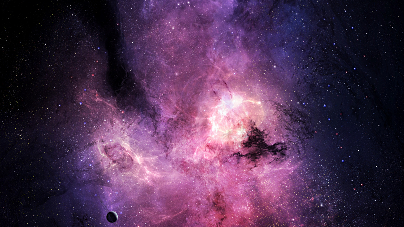 Fondo de Pantalla Digital Galaxia Púrpura y Negro. Wallpaper in 1366x768 Resolution