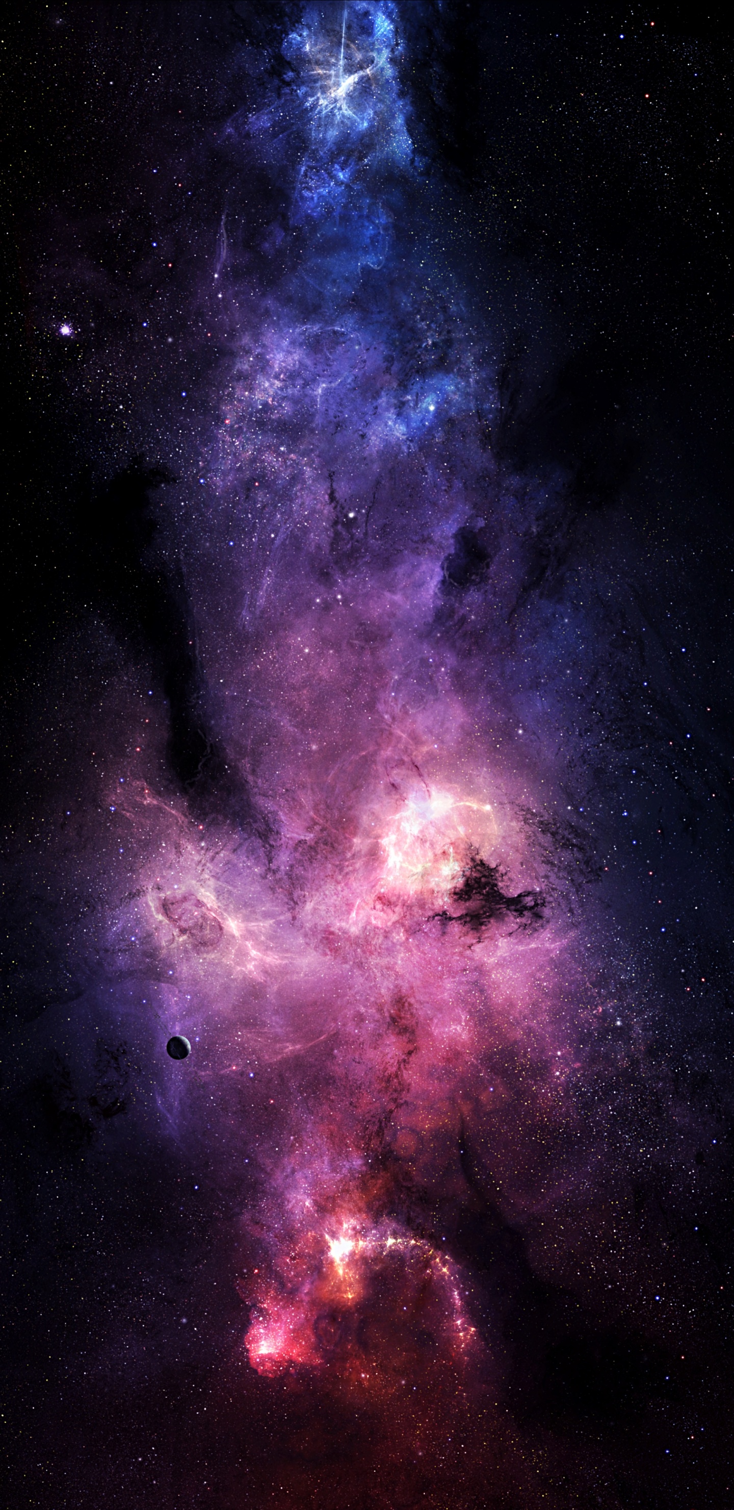 Fondo de Pantalla Digital Galaxia Púrpura y Negro. Wallpaper in 1440x2960 Resolution