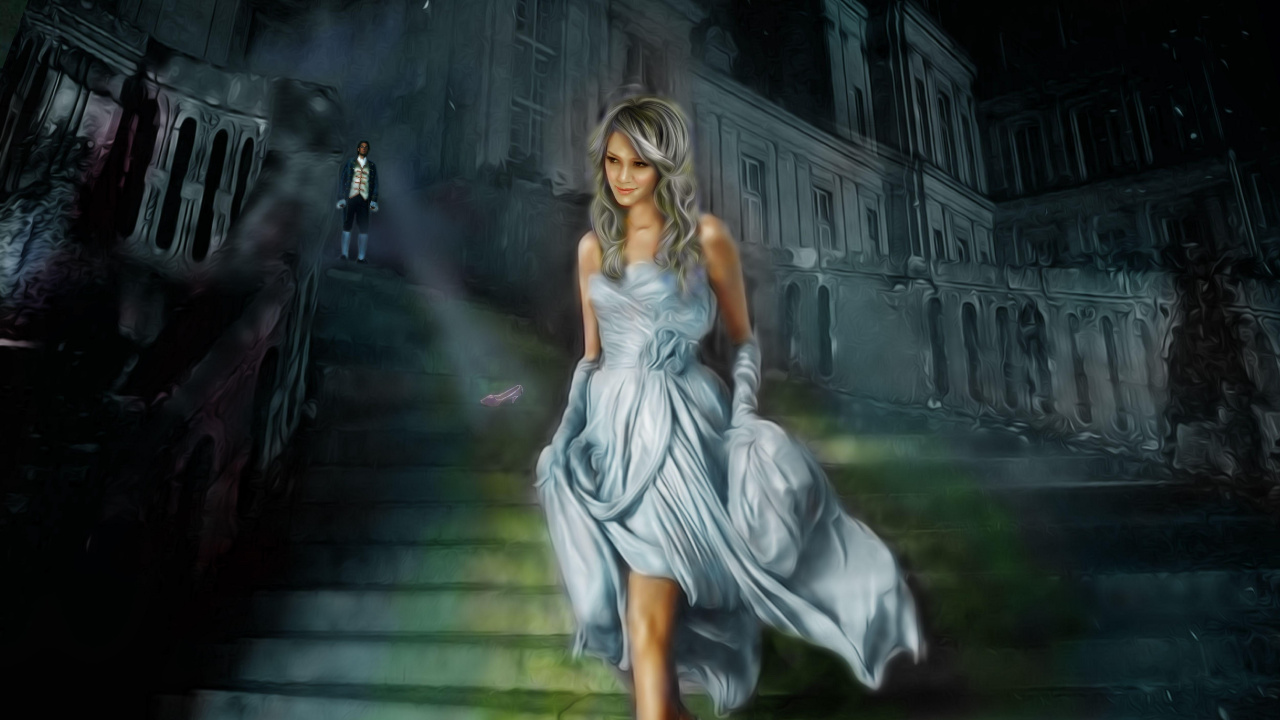 Femme en Robe Blanche Assise Dans Les Escaliers. Wallpaper in 1280x720 Resolution