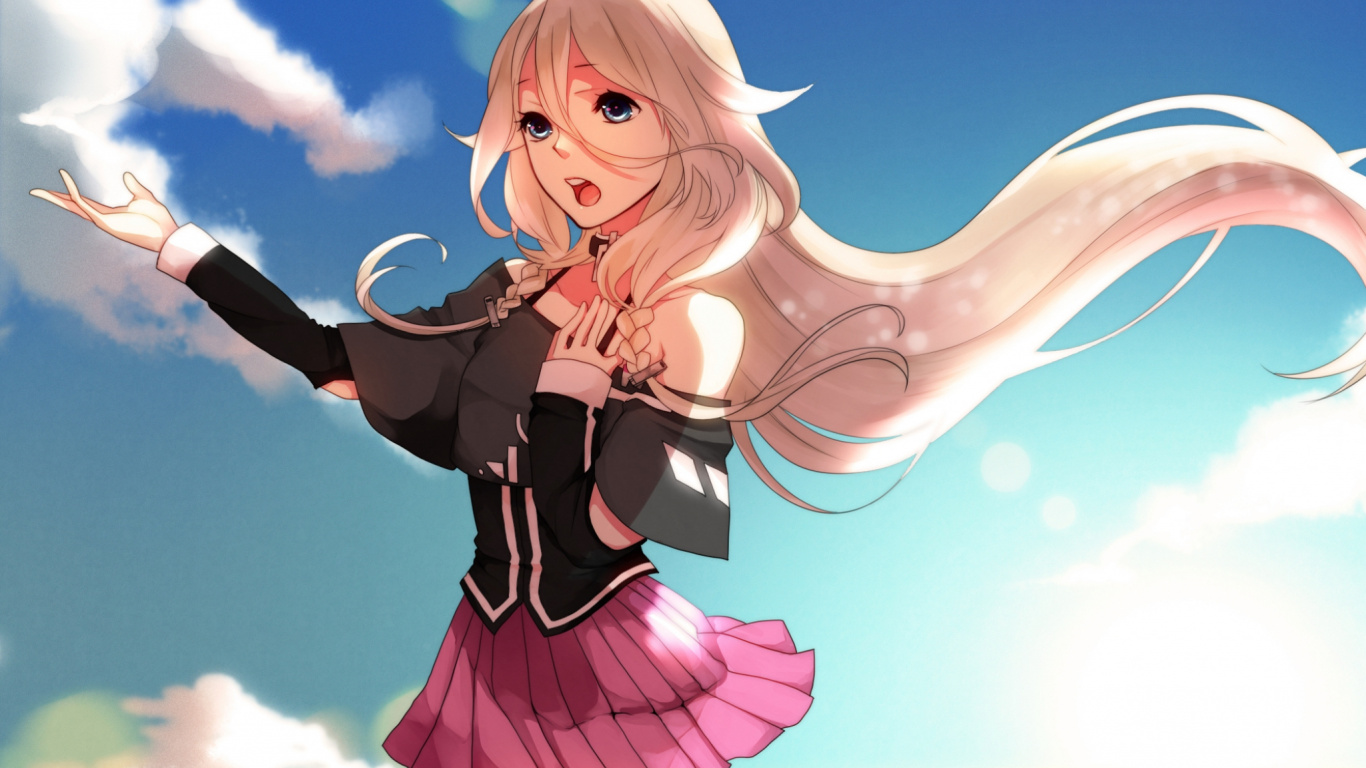 Chica de Pelo Rubio en Uniforme Escolar Negro y Rosa Personaje de Anime. Wallpaper in 1366x768 Resolution