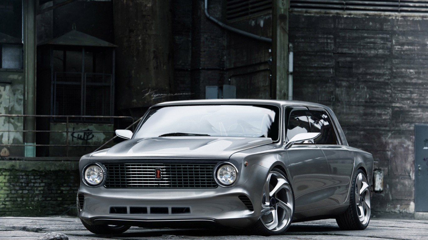 Silver Mercedes Benz Coupe Parked Beside Brown Building. Wallpaper in 1366x768 Resolution