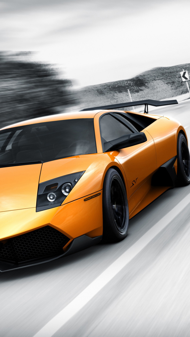 Yellow Lamborghini Aventador on Road During Daytime. Wallpaper in 750x1334 Resolution