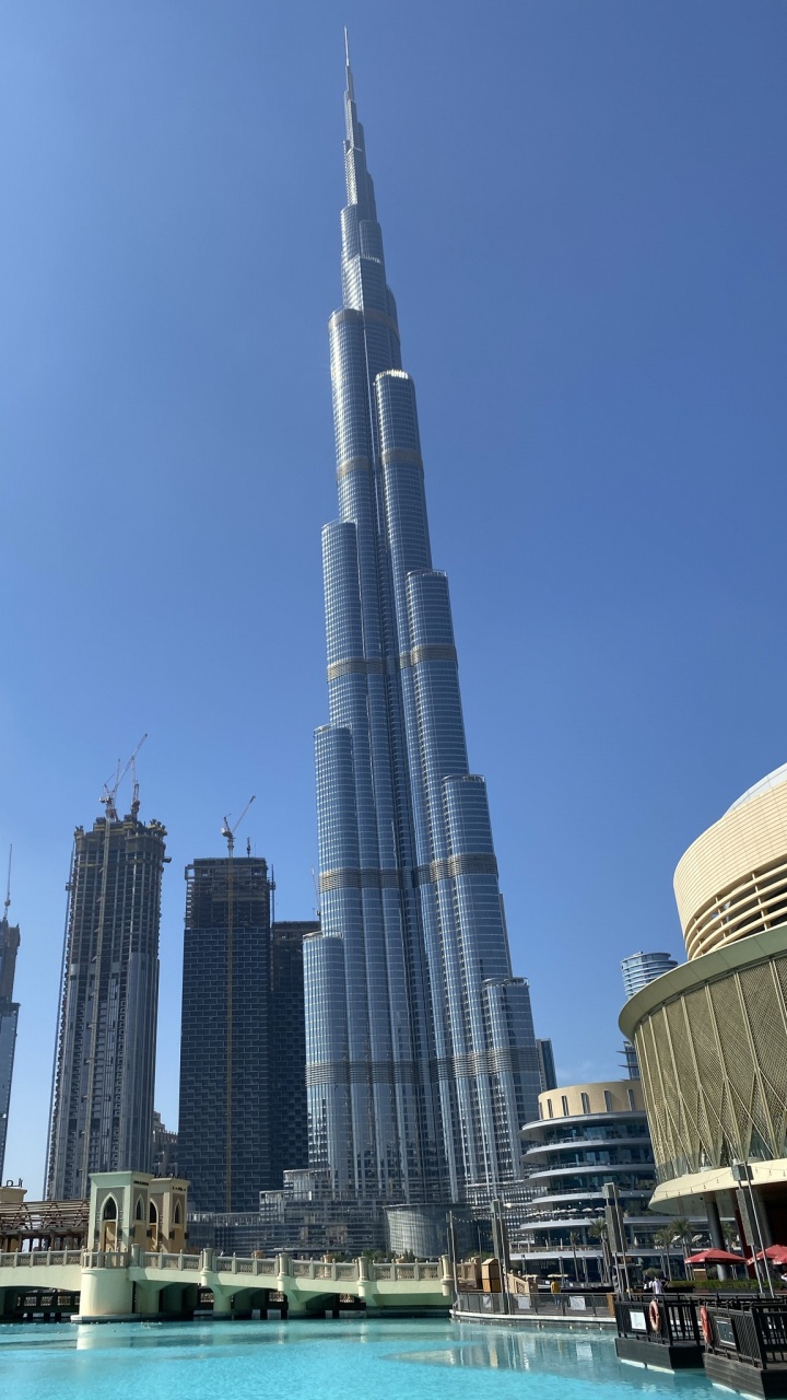 Dubai, Burj Khalifa, Skyscraper, Daytime, Tower Block. Wallpaper in 720x1280 Resolution