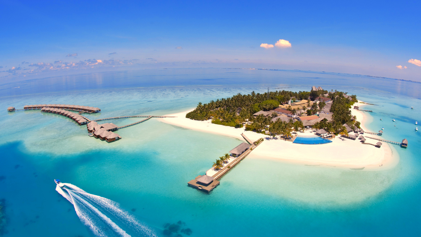 Luftaufnahme Des Strandes Tagsüber. Wallpaper in 1366x768 Resolution