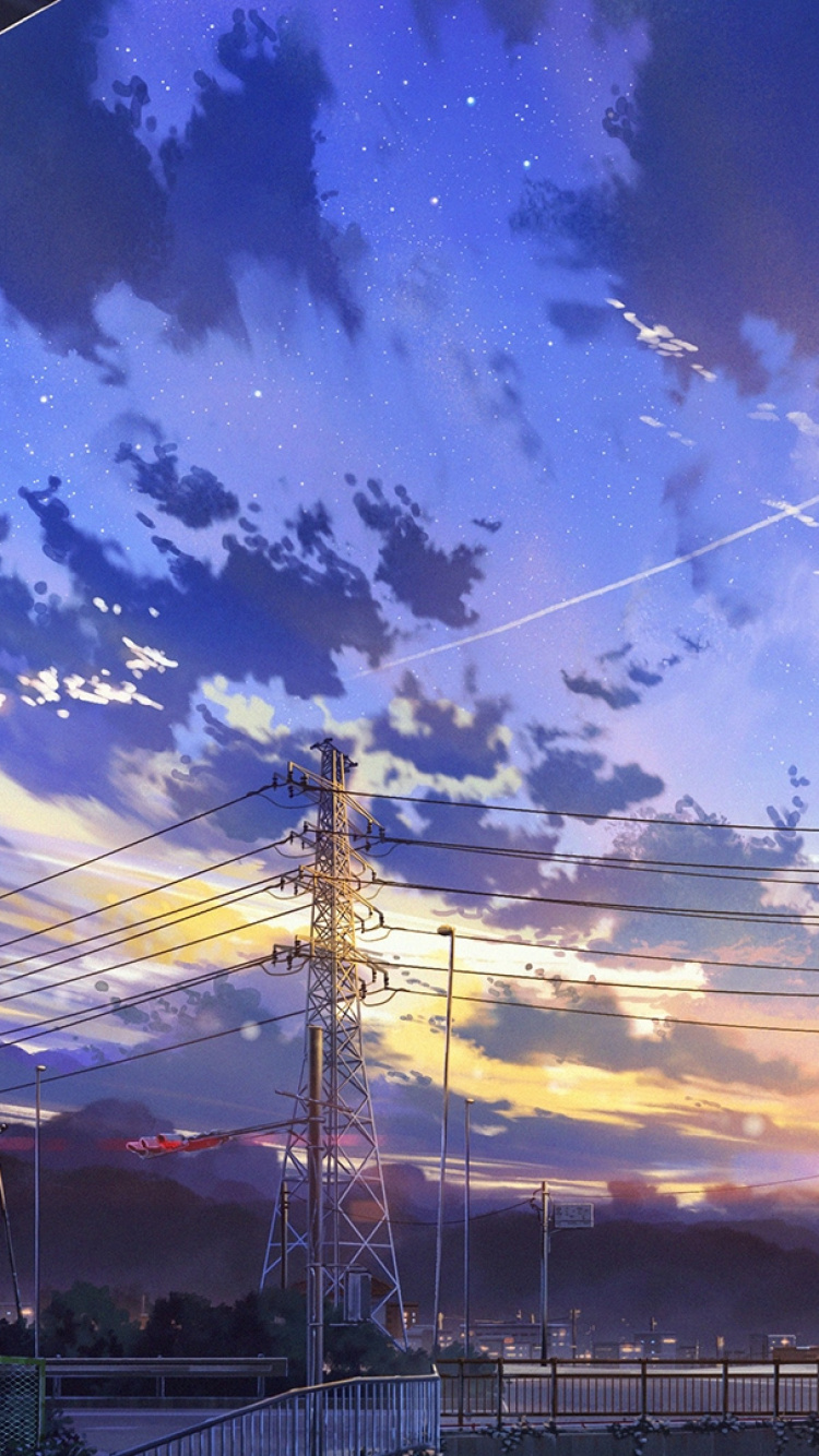 Anime-Landschaft, Anime, Landschaftsmalerei, Malerei, Kunst. Wallpaper in 750x1334 Resolution