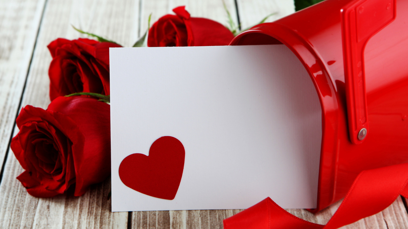 Valentines Day, Heart, Red, Love, Rose. Wallpaper in 1366x768 Resolution
