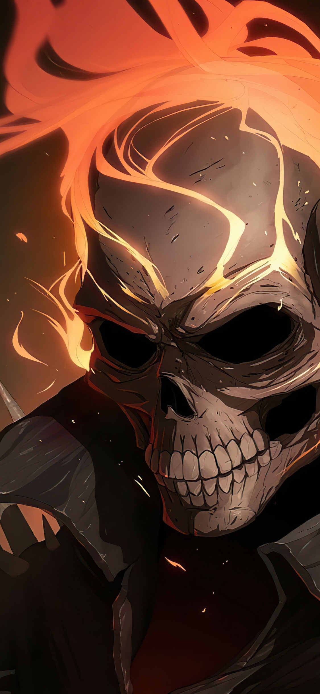 Illustration de Cavalier Fantôme, Ghost Rider, Art, Marvel Comics, Dessin. Wallpaper in 1125x2436 Resolution