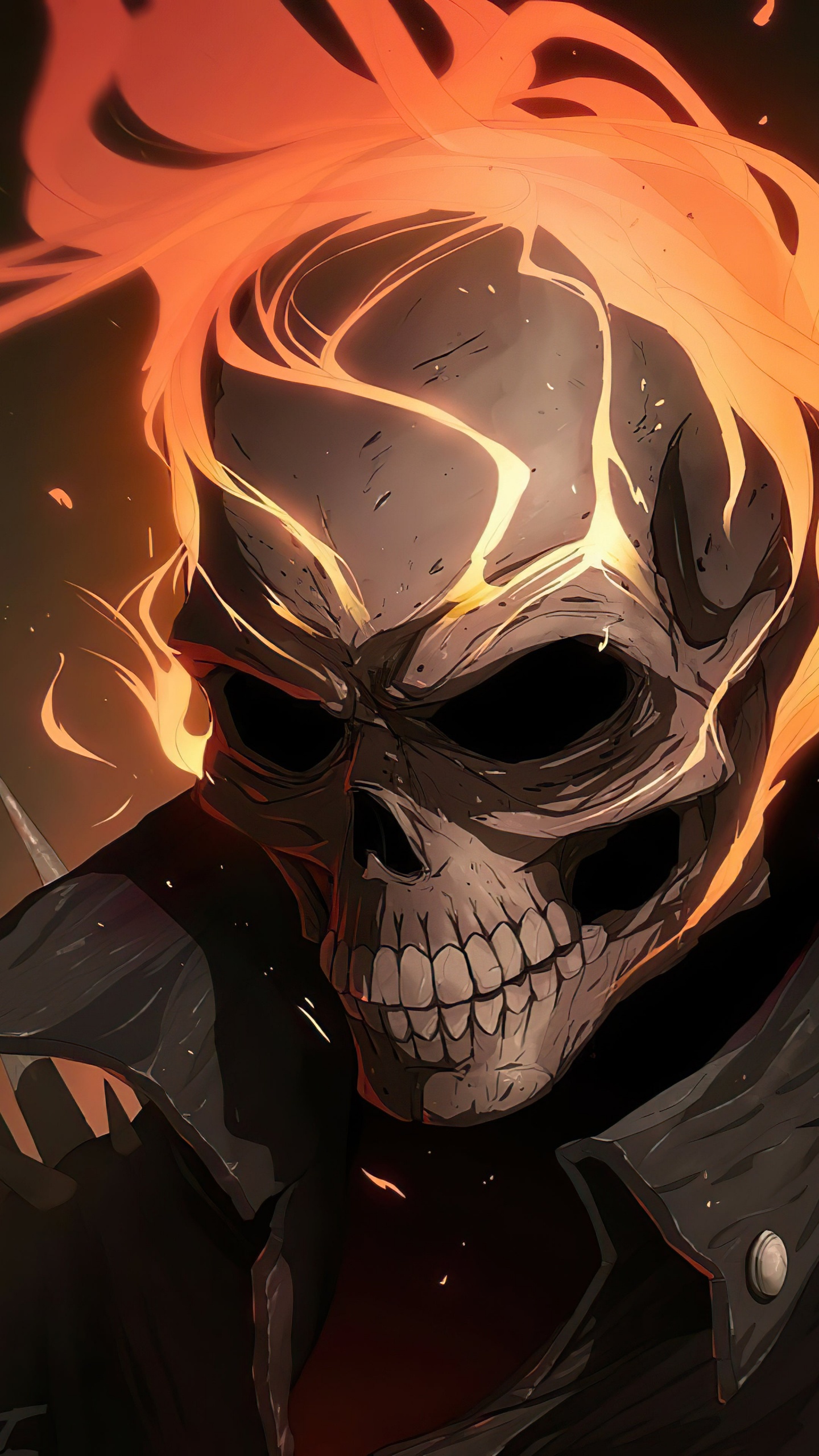 Illustration de Cavalier Fantôme, Ghost Rider, Art, Marvel Comics, Dessin. Wallpaper in 1440x2560 Resolution