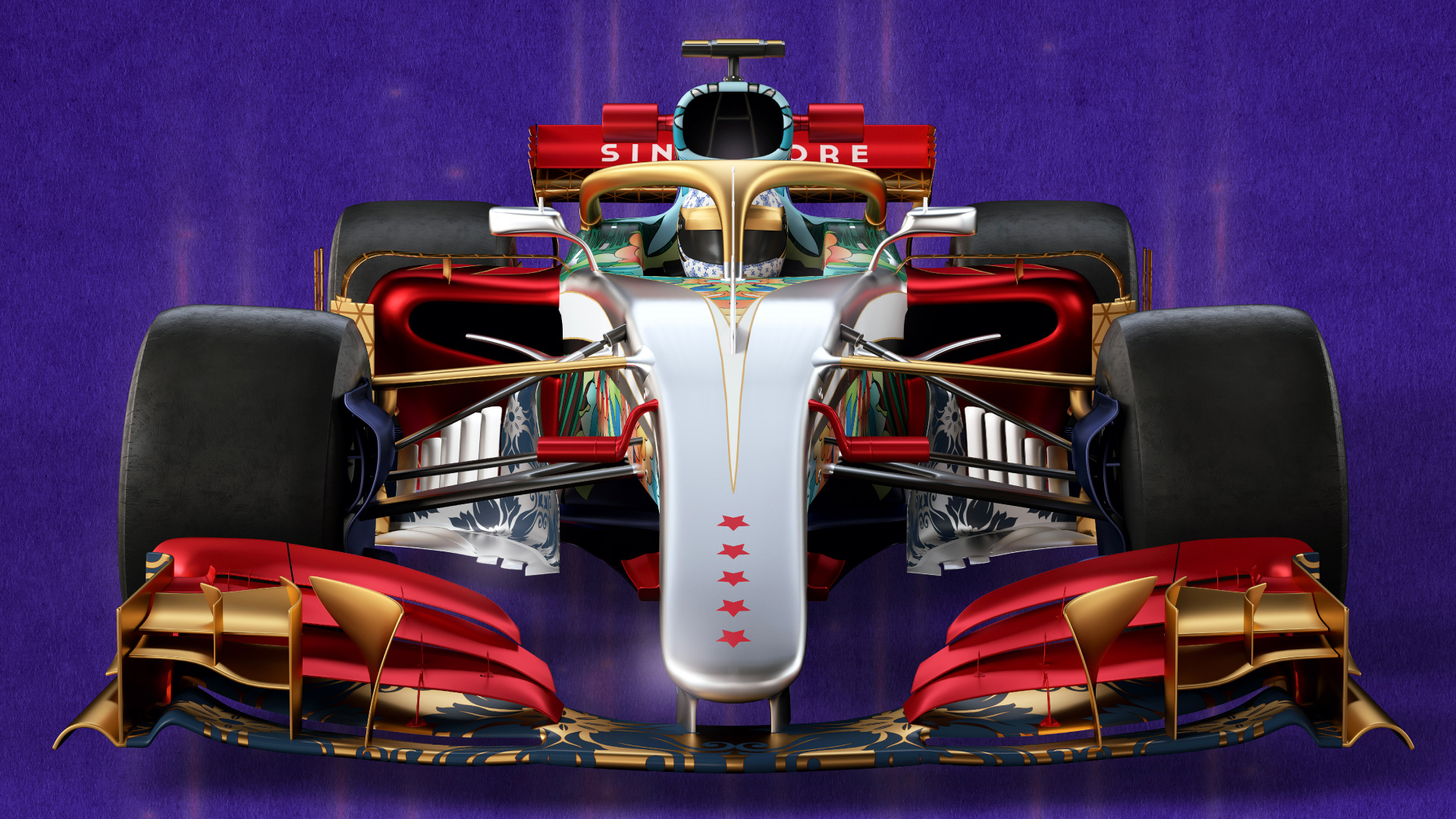 Weißes Und Rotes f 1 Auto Modell. Wallpaper in 1920x1080 Resolution