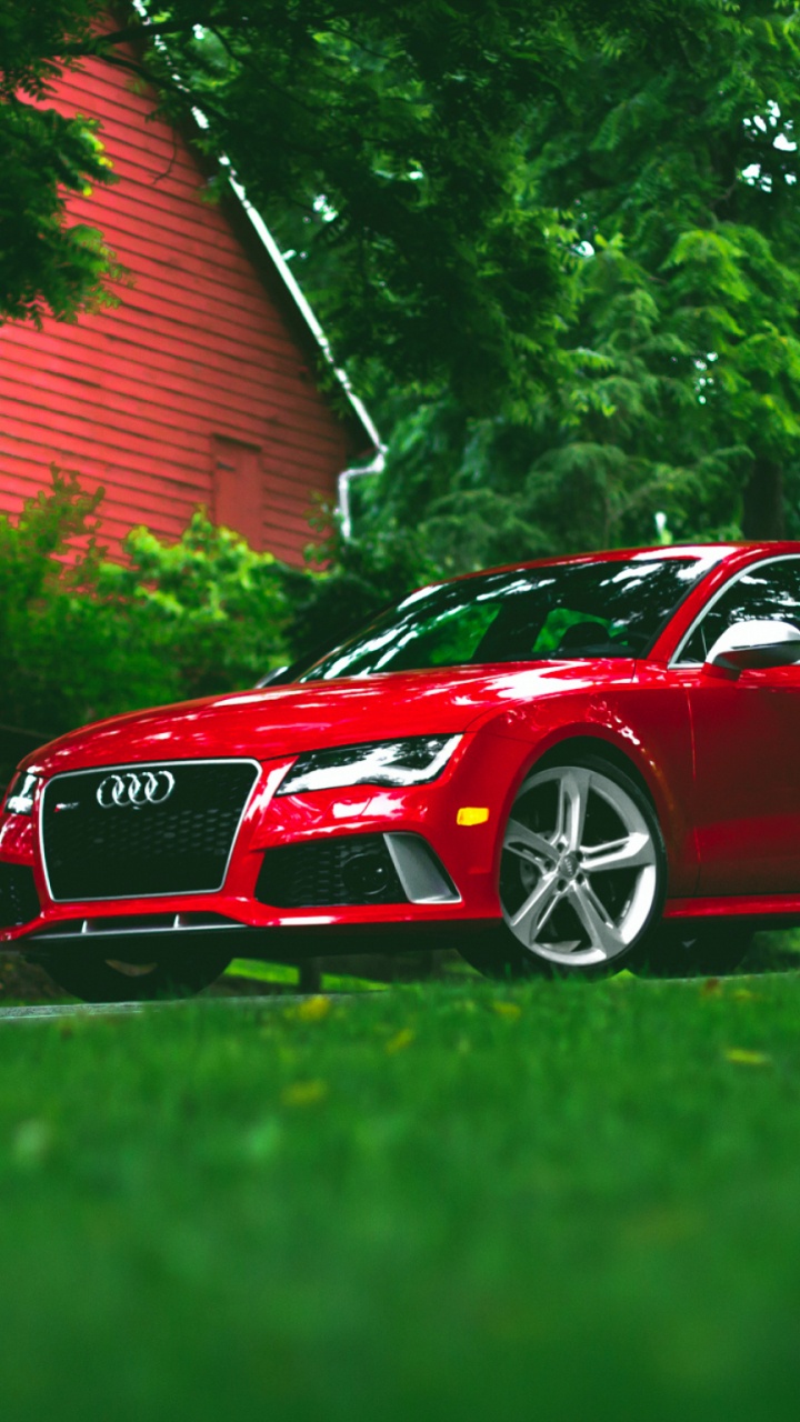 Roter Bmw m 3 Geparkt Auf Grüner Wiese Tagsüber. Wallpaper in 720x1280 Resolution