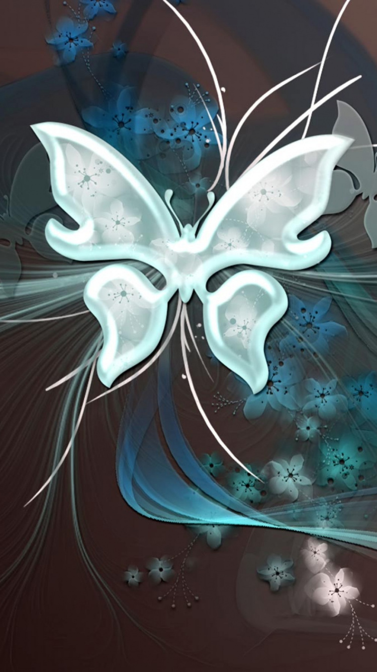 Ilustración de Mariposa en Blanco y Negro. Wallpaper in 750x1334 Resolution