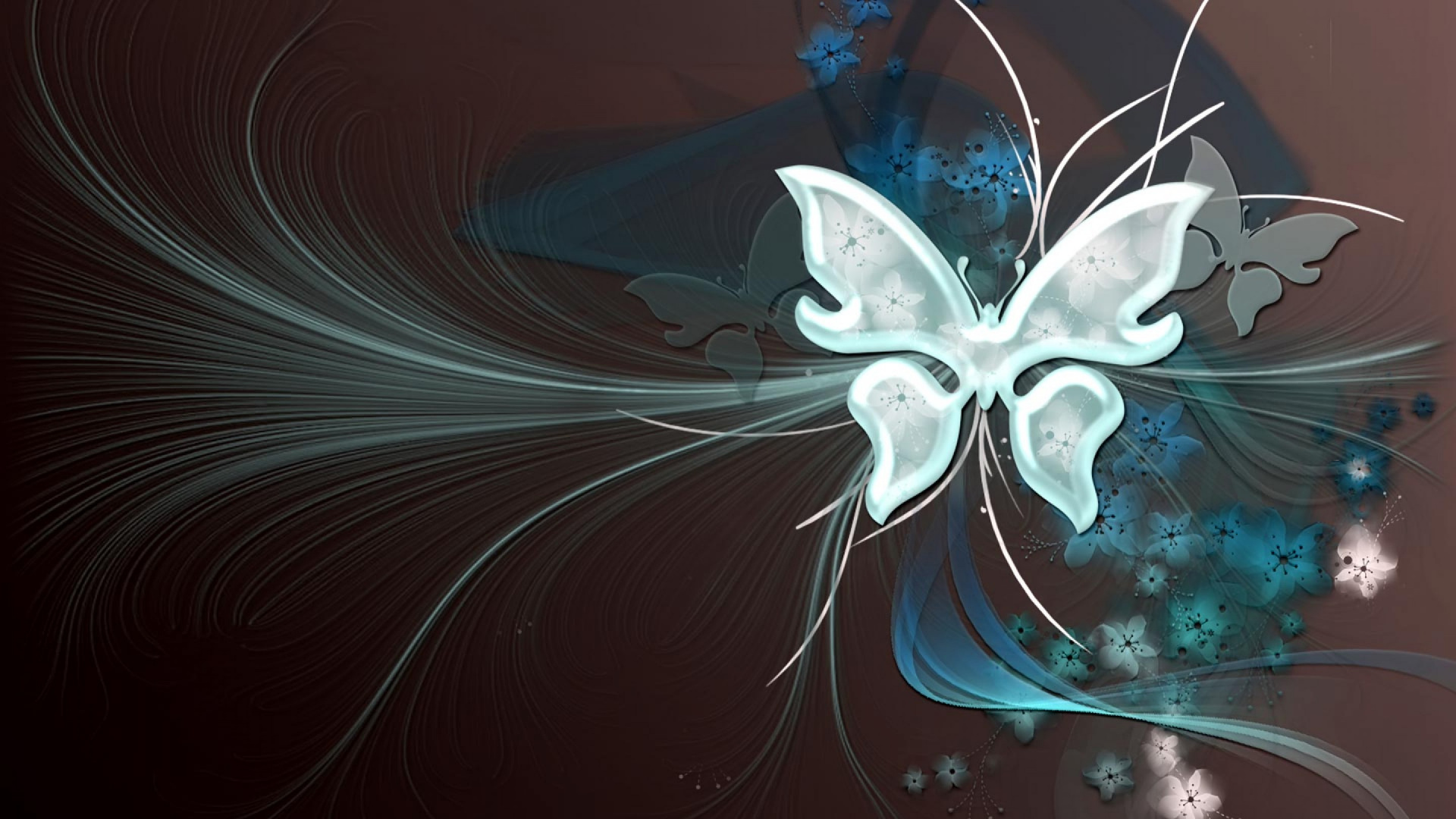 Illustration de Papillon Noir et Blanc. Wallpaper in 1920x1080 Resolution