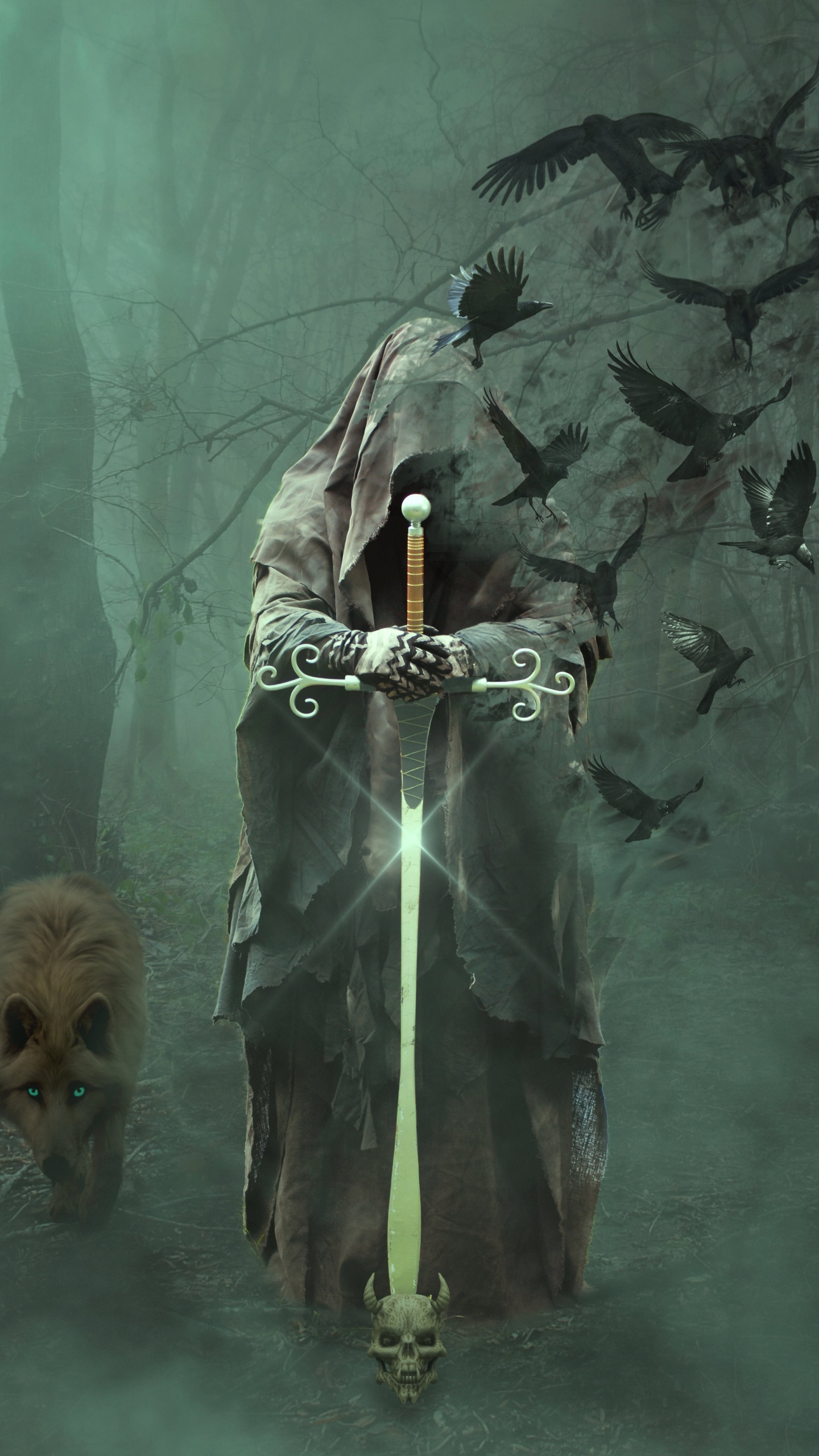 Man in Green and Black Suit Holding Black and Yellow Stick. Wallpaper in 1440x2560 Resolution