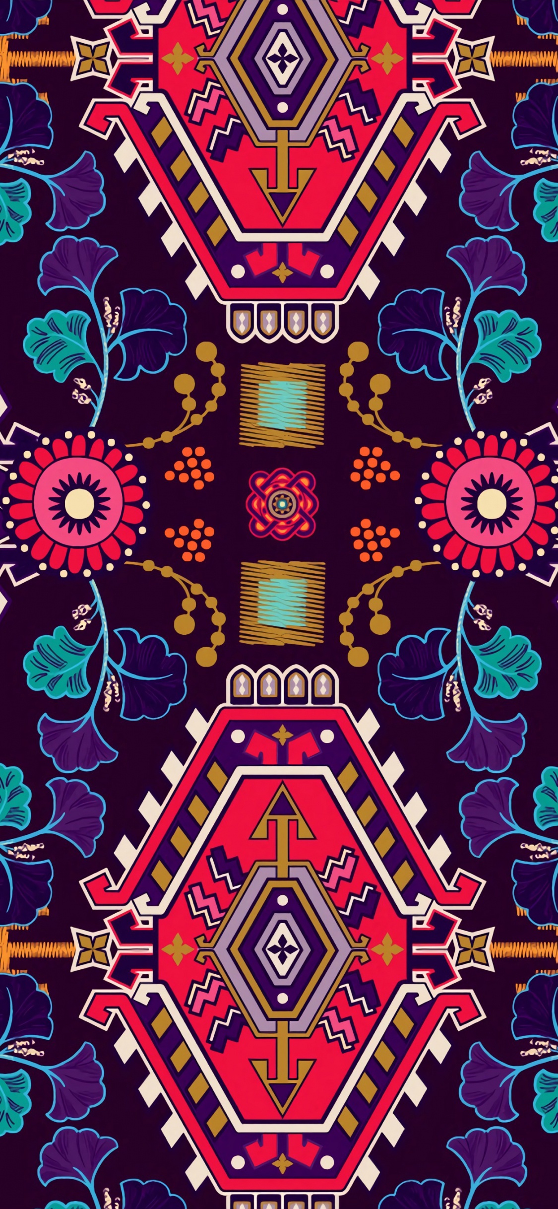 Blue White and Yellow Floral Textile. Wallpaper in 1125x2436 Resolution