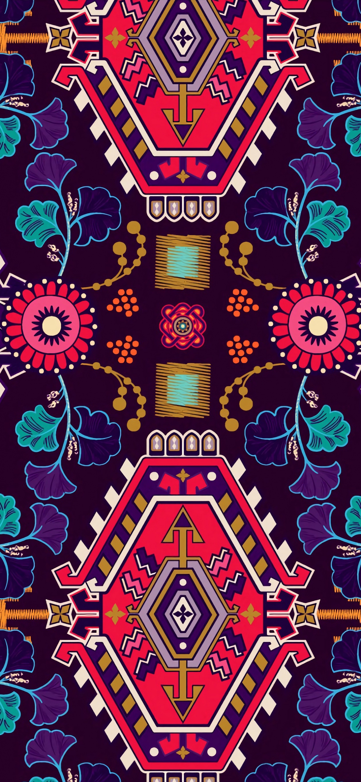 Textile Floral Bleu Blanc et Jaune. Wallpaper in 1242x2688 Resolution