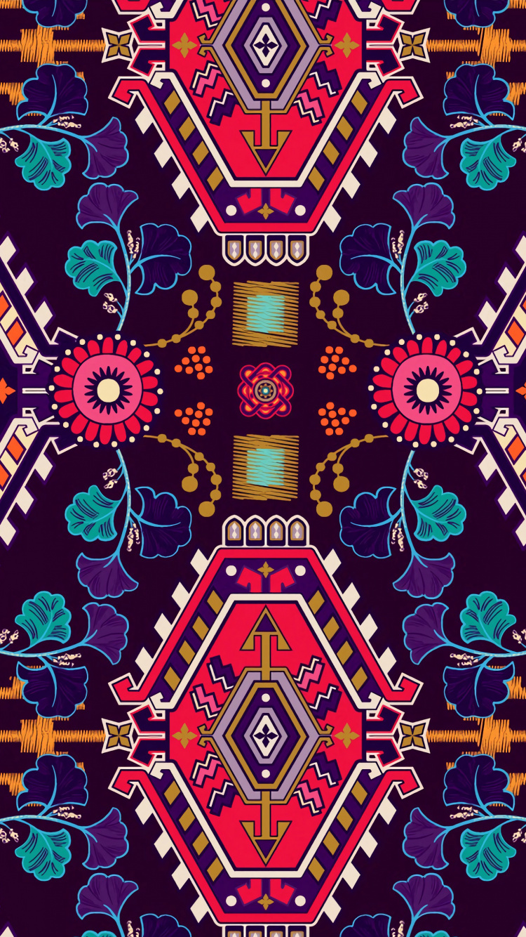 Textile Floral Bleu Blanc et Jaune. Wallpaper in 750x1334 Resolution