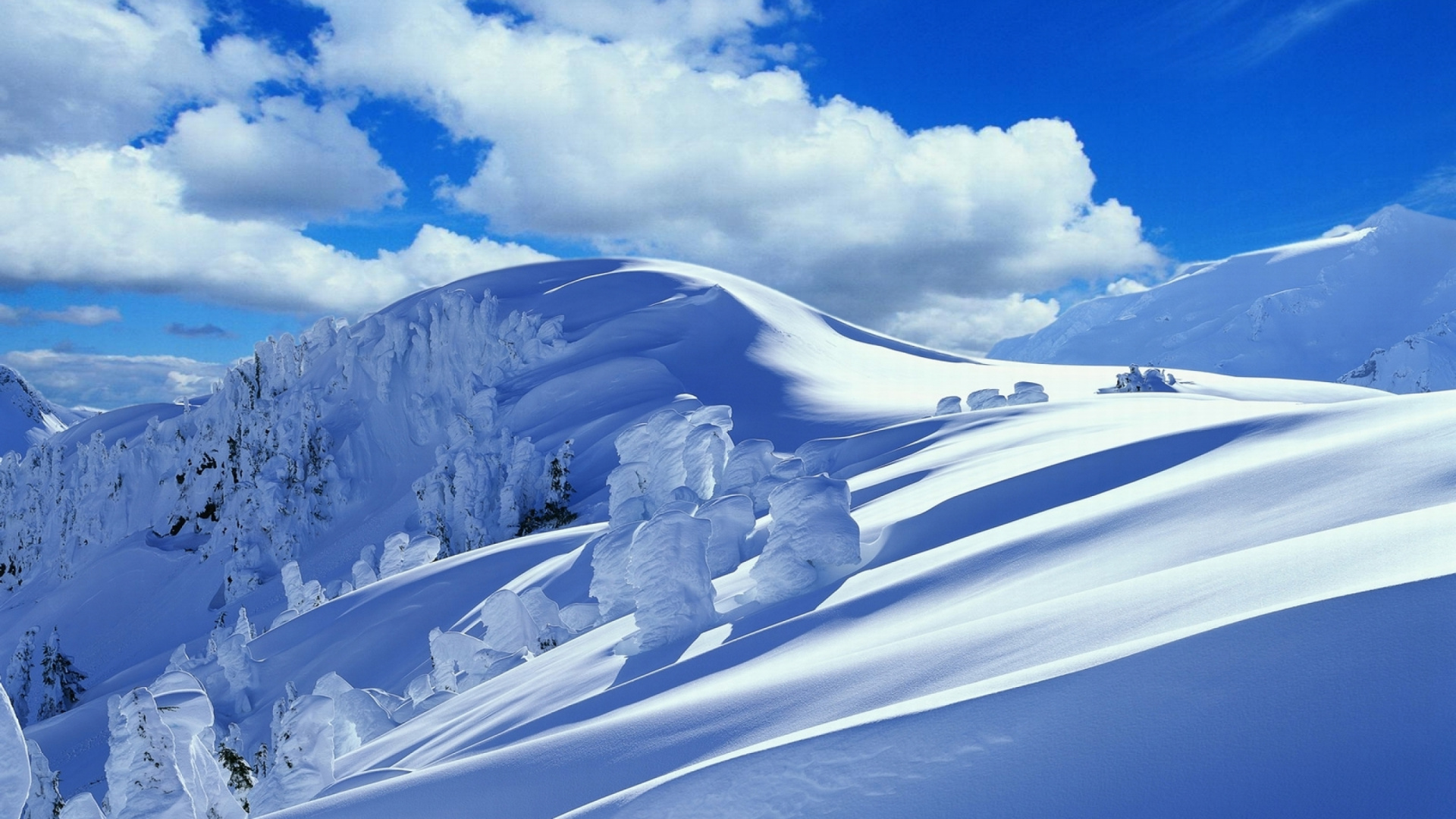 Snow Covered Mountain Under White Clouds and Blue Sky During Daytime. Wallpaper in 1920x1080 Resolution