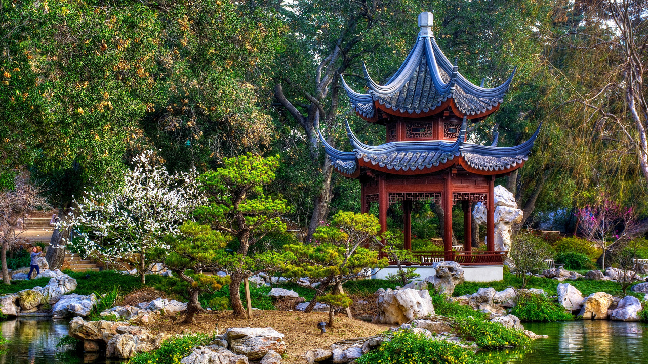 花园, 日本花园, 中国建筑, 植物园, 棚 壁纸 1280x720 允许