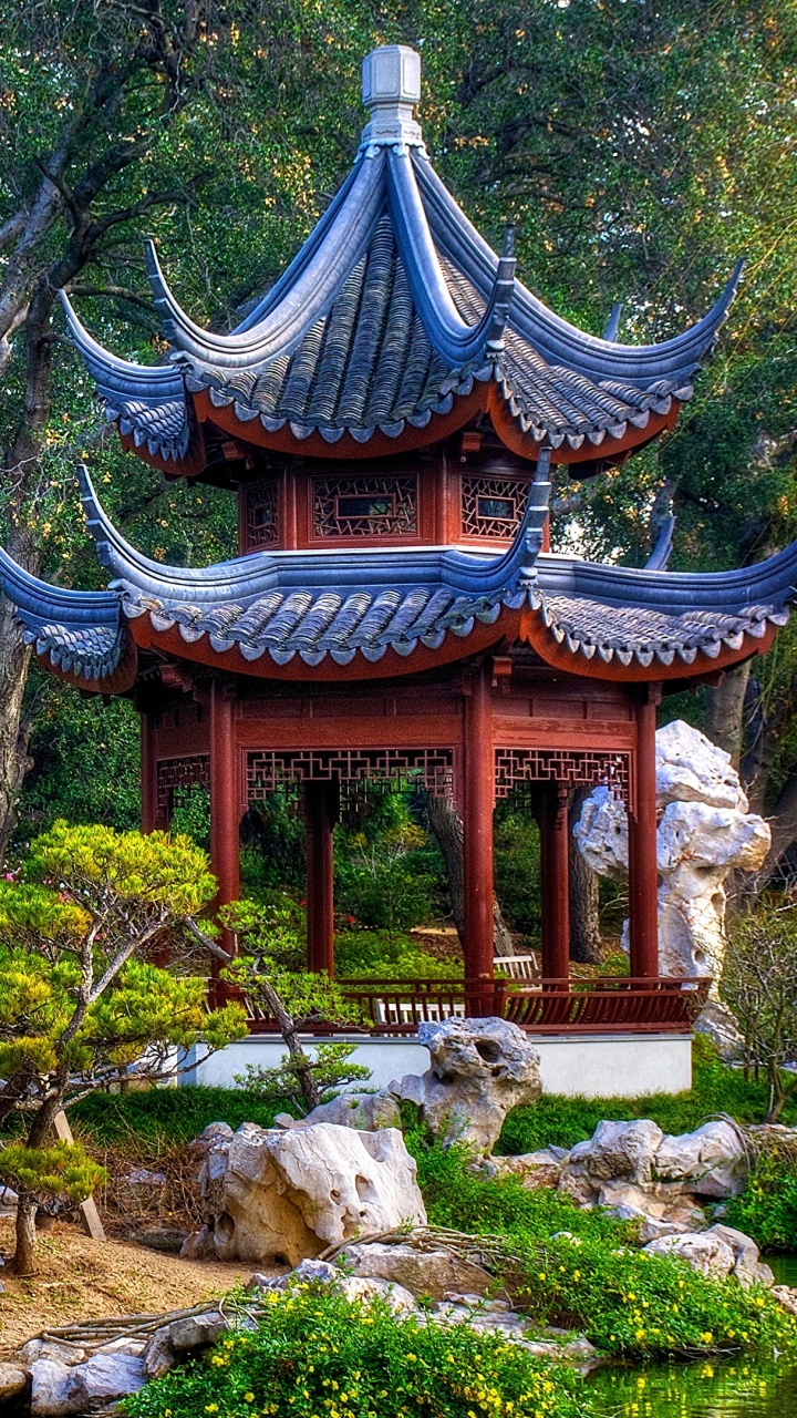 花园, 日本花园, 中国建筑, 植物园, 棚 壁纸 720x1280 允许