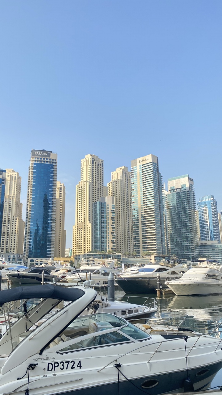 Dubai, Marina, Wasser, Tower Block, Wasserfahrzeug. Wallpaper in 720x1280 Resolution