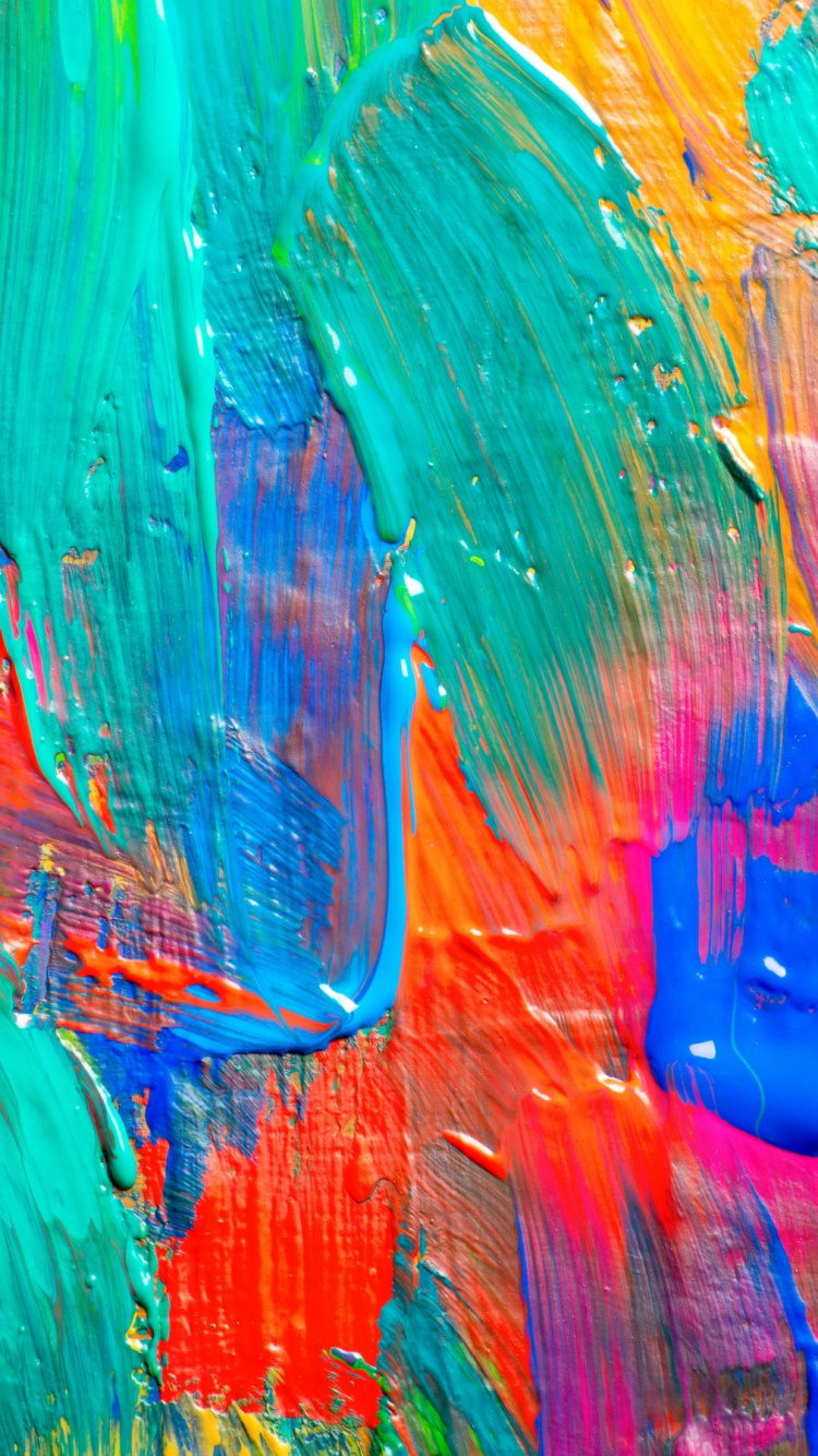 Pintura Abstracta Azul Verde y Roja. Wallpaper in 750x1334 Resolution