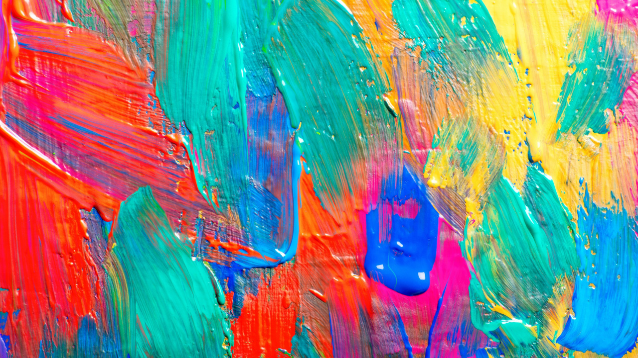 Blue Green and Red Abstract Painting. Wallpaper in 1280x720 Resolution