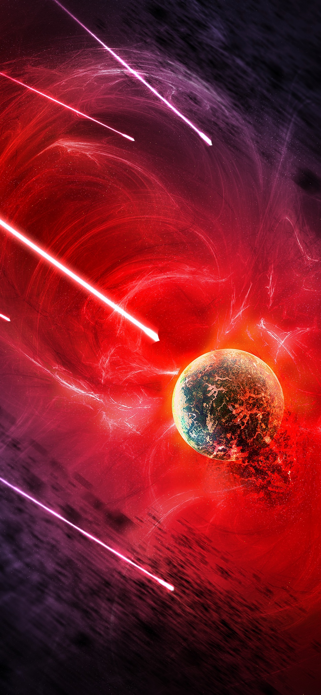 Red and White Light in The Dark. Wallpaper in 1125x2436 Resolution