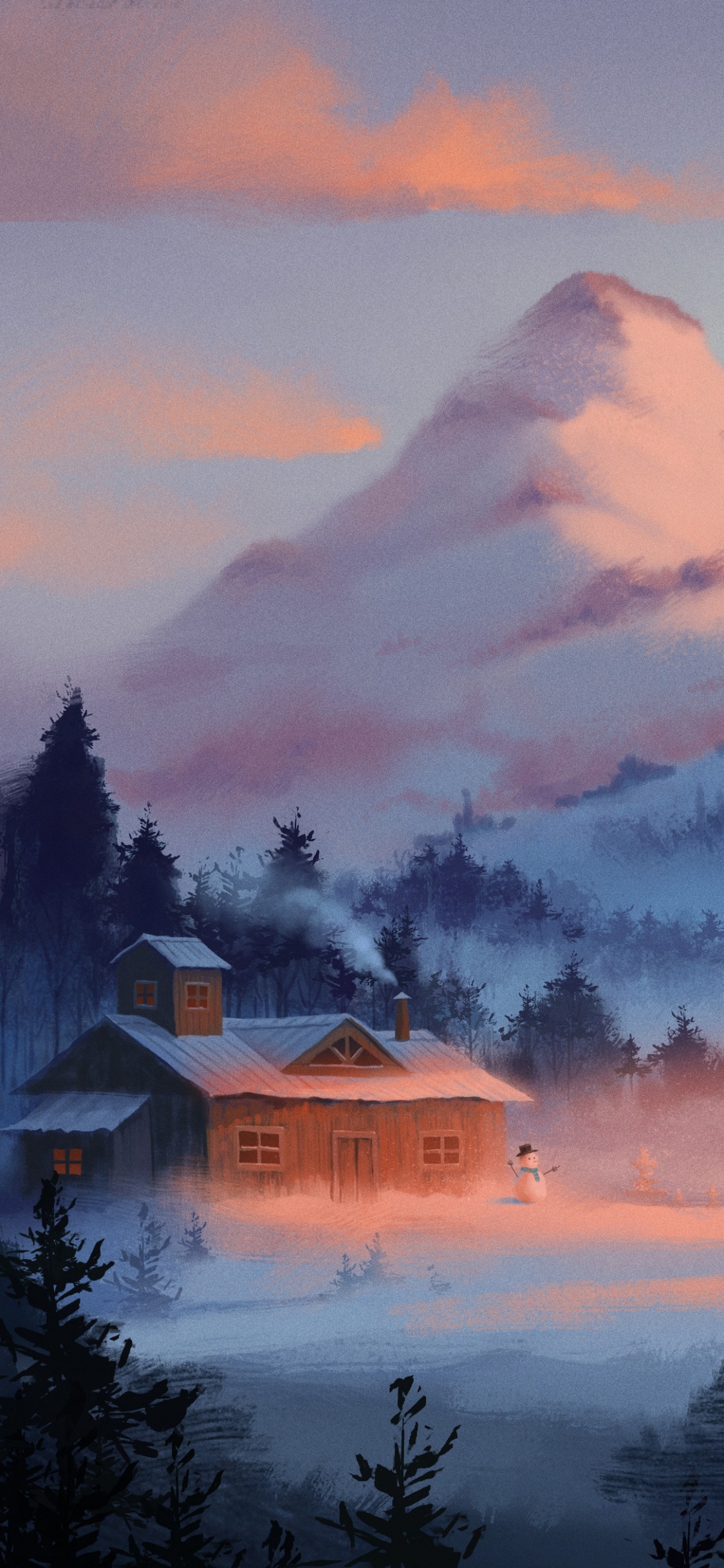 Maison en Bois Brune Près Des Arbres Verts et du Lac Pendant la Journée. Wallpaper in 1125x2436 Resolution